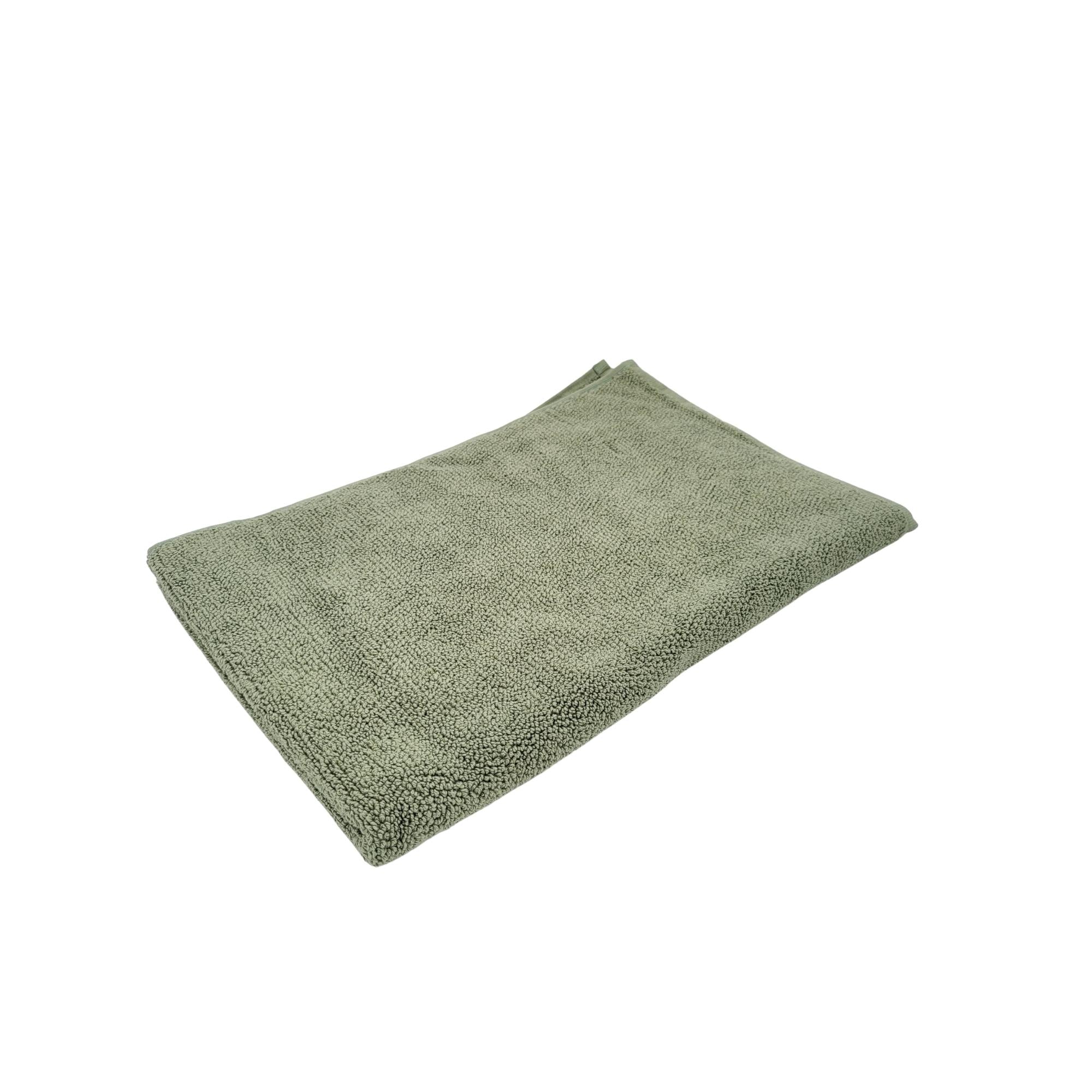 Olive terry cotton bath mat, 55 by 83 cm