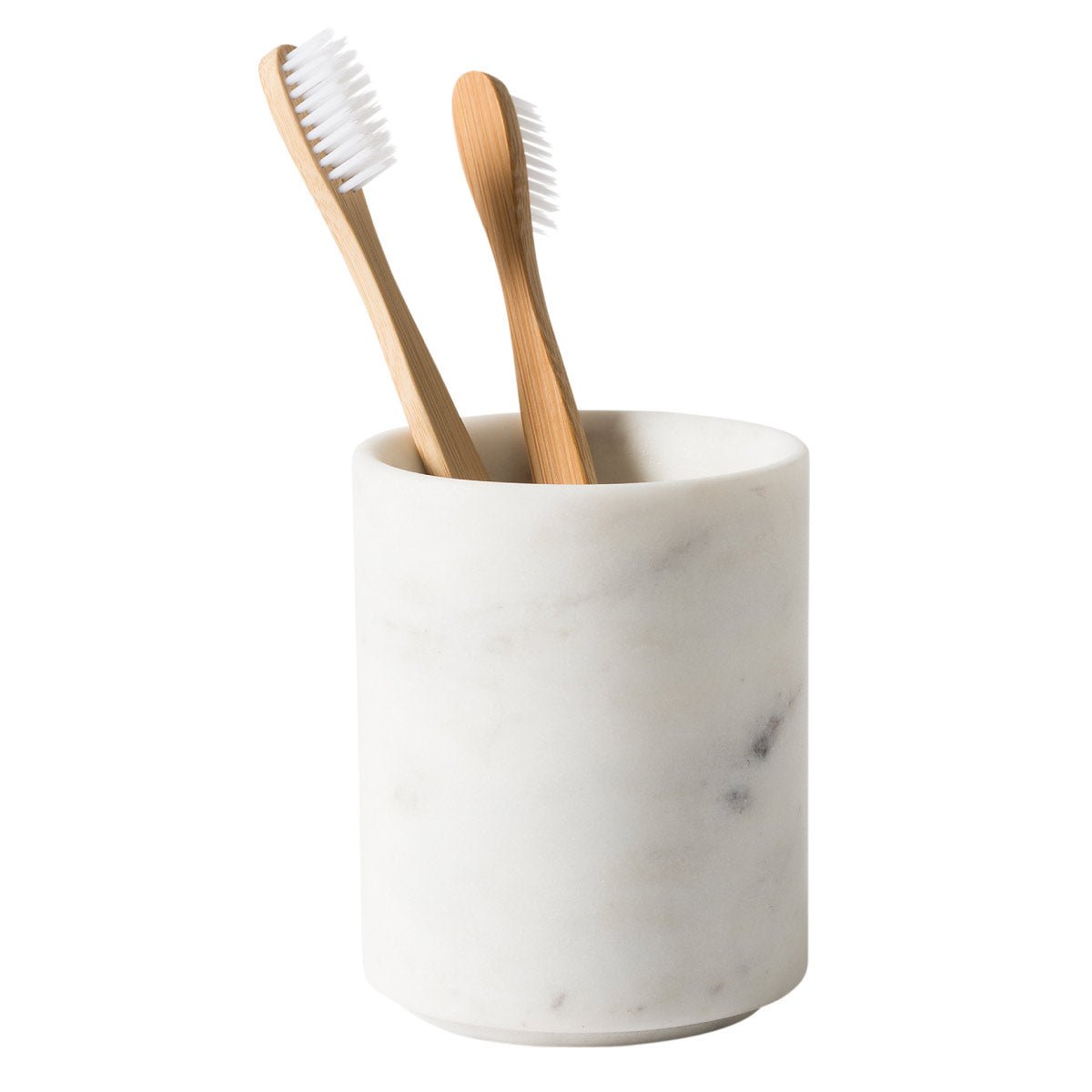 Ora white marble toothbrush holder by Citta, 8 cm diameter x 10 cm high