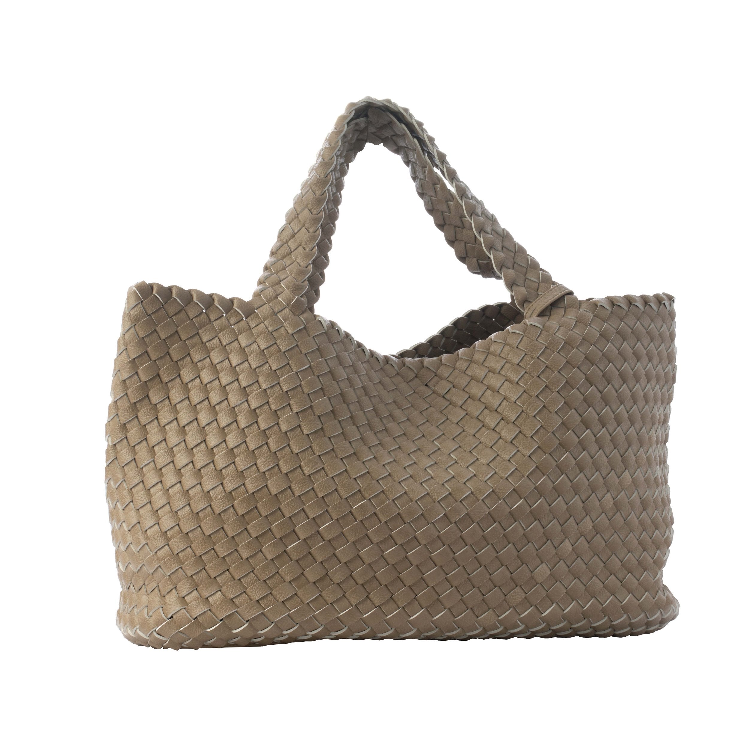 Palermo shopper bag in sand, worn over the shoulder, detail view