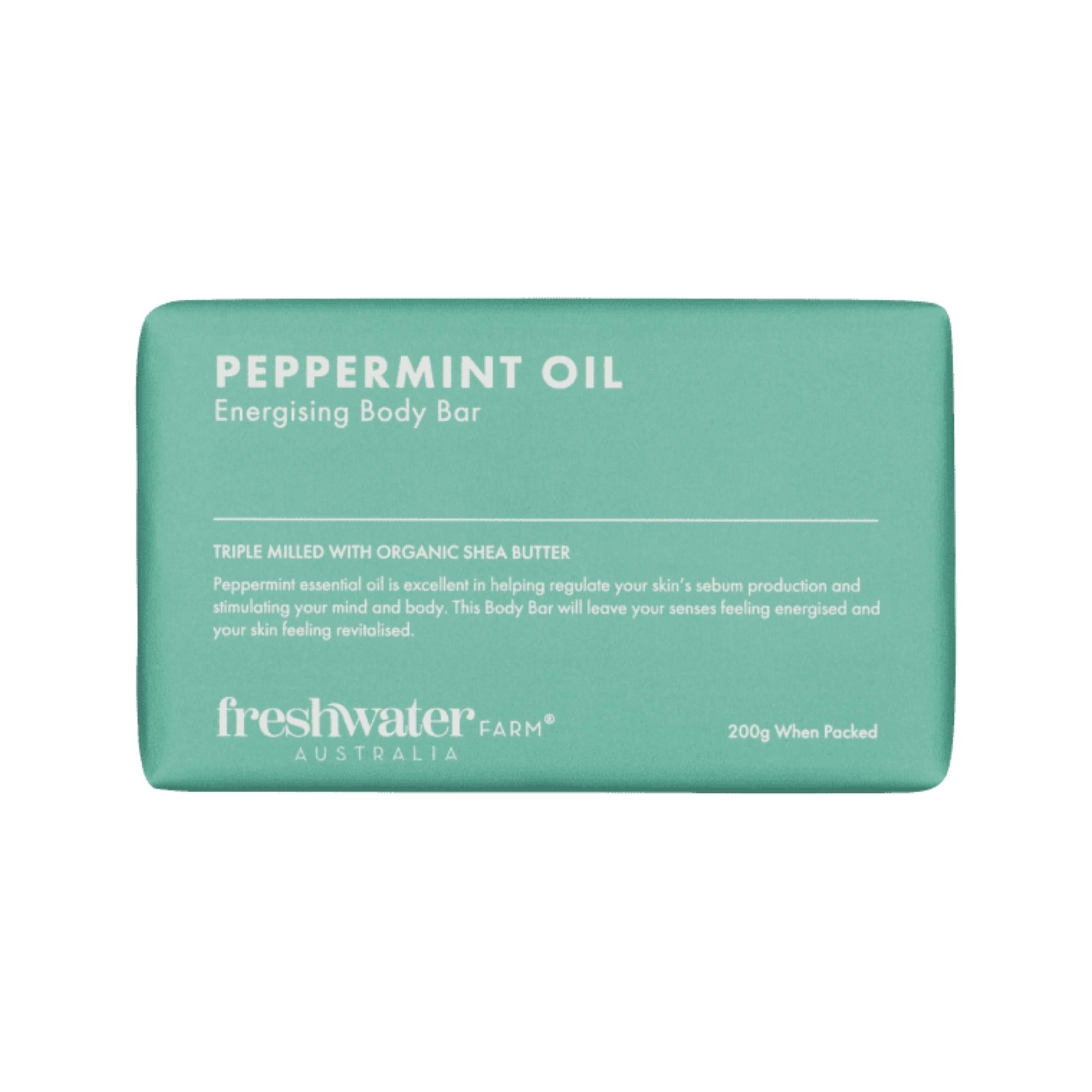 Peppermint body bar, olive oil and shea, vegan, made in Australia, detail