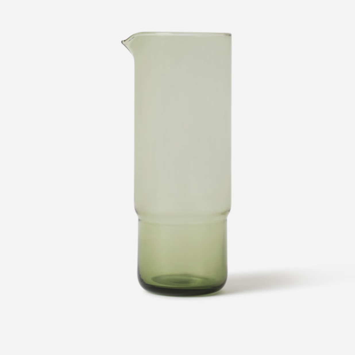 Piccadilly carafe in olive glass, slender design with spout, 1 litre, 23 cm