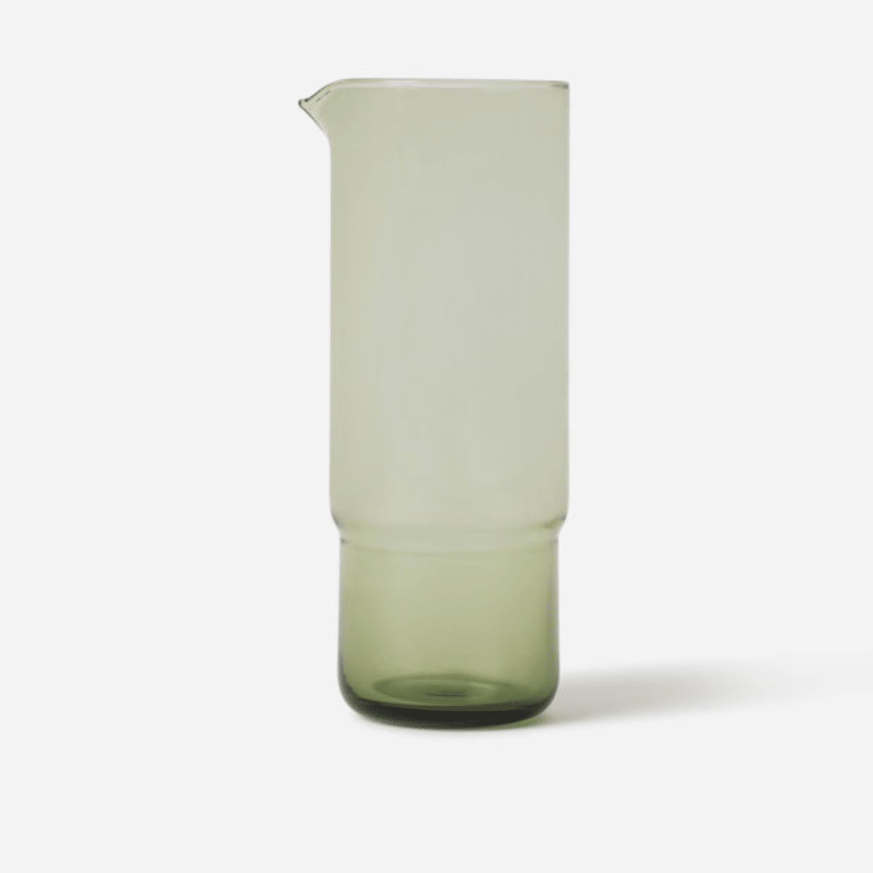 Piccadilly carafe in olive glass, slender design with spout, 1 litre, 23 cm