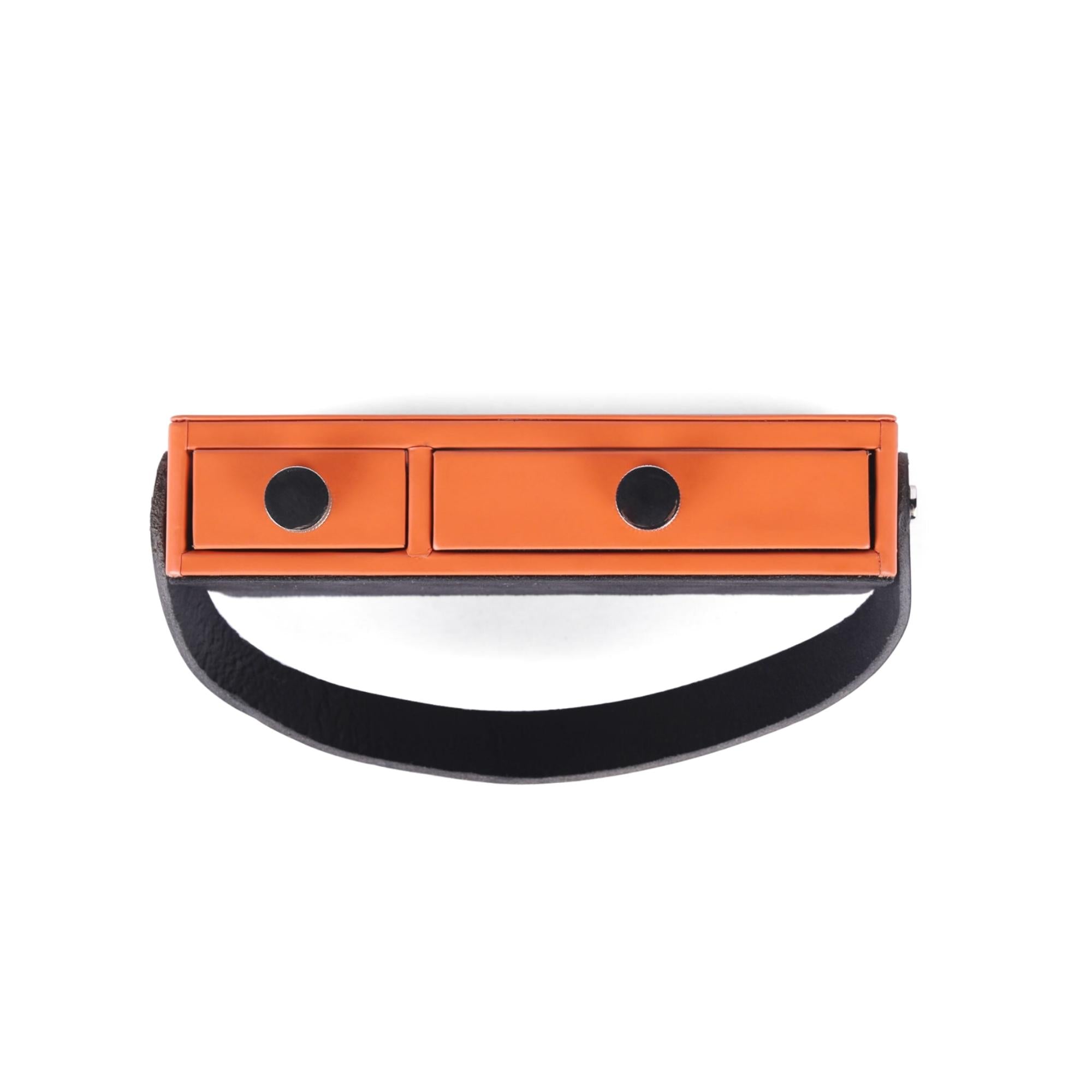 Radio Table Set, retro-inspired leather case, brushed steel, styled