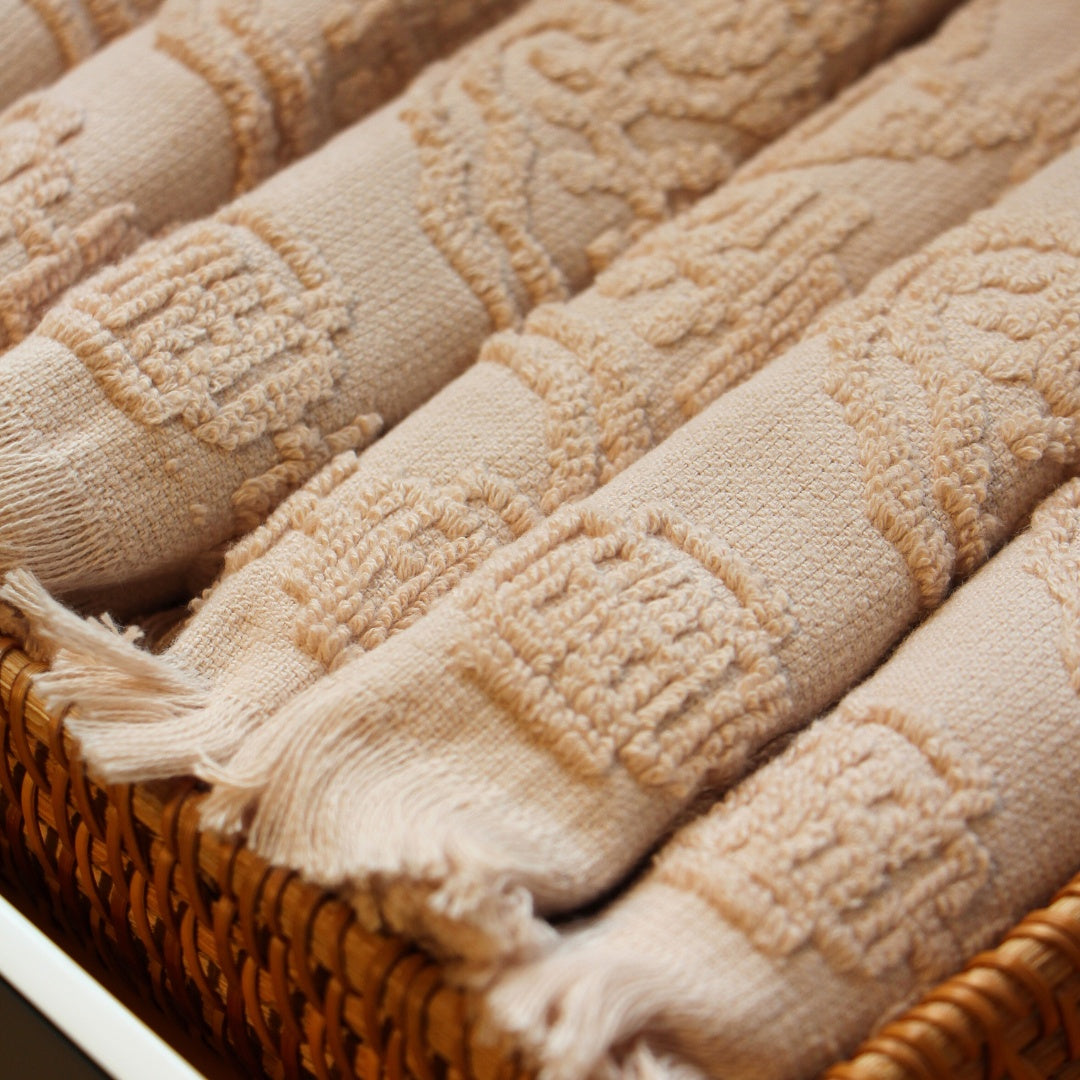 Set of 6 Bo jacquard cotton face towels in pearl