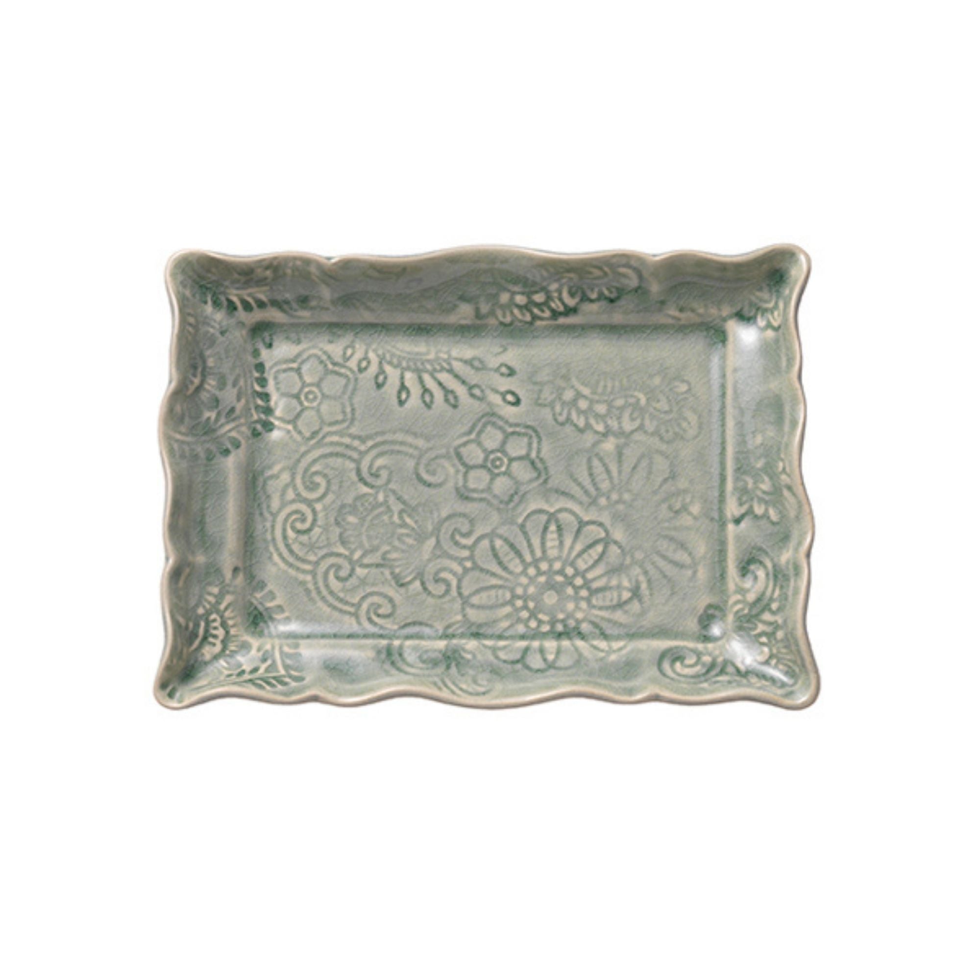 Sthal appetizer plate in antique white ceramic, rectangular, made in Portugal