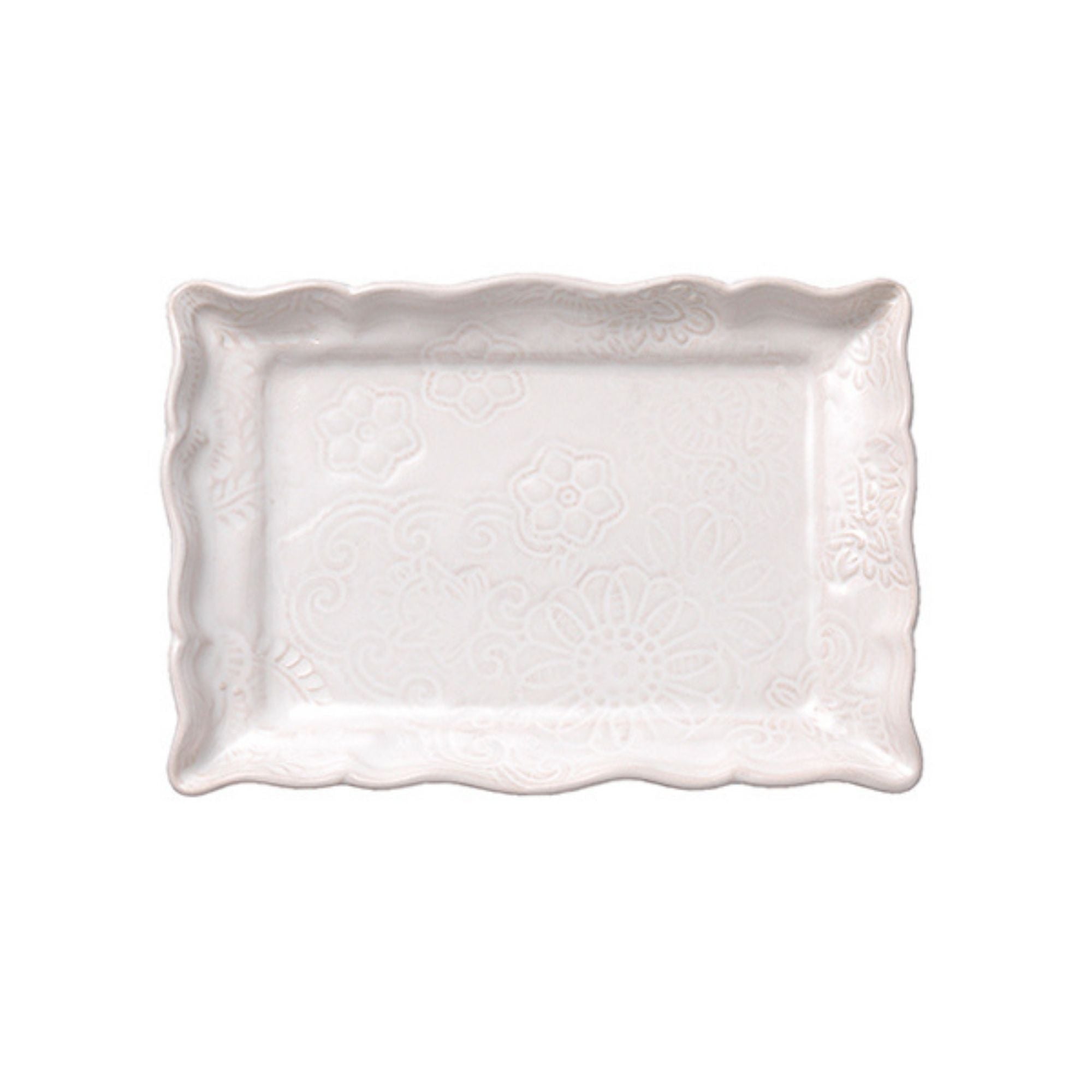 Sthal appetizer plate in white stoneware, rectangular 19.5 cm, made in Portugal