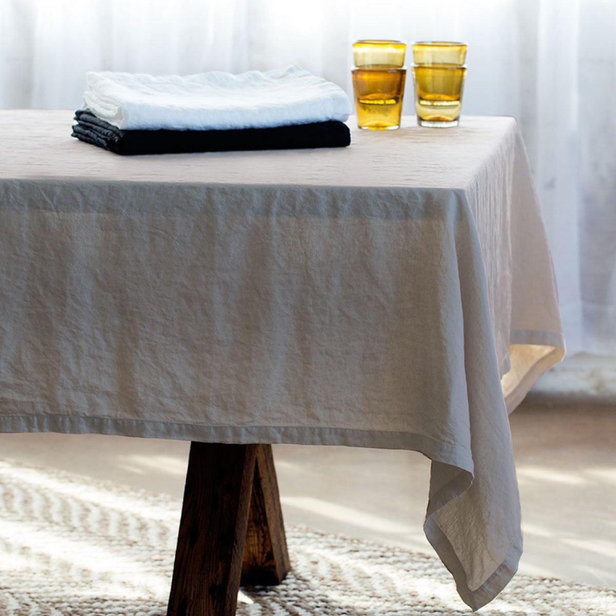 Tablecloth Plain Hemstitch Natural
