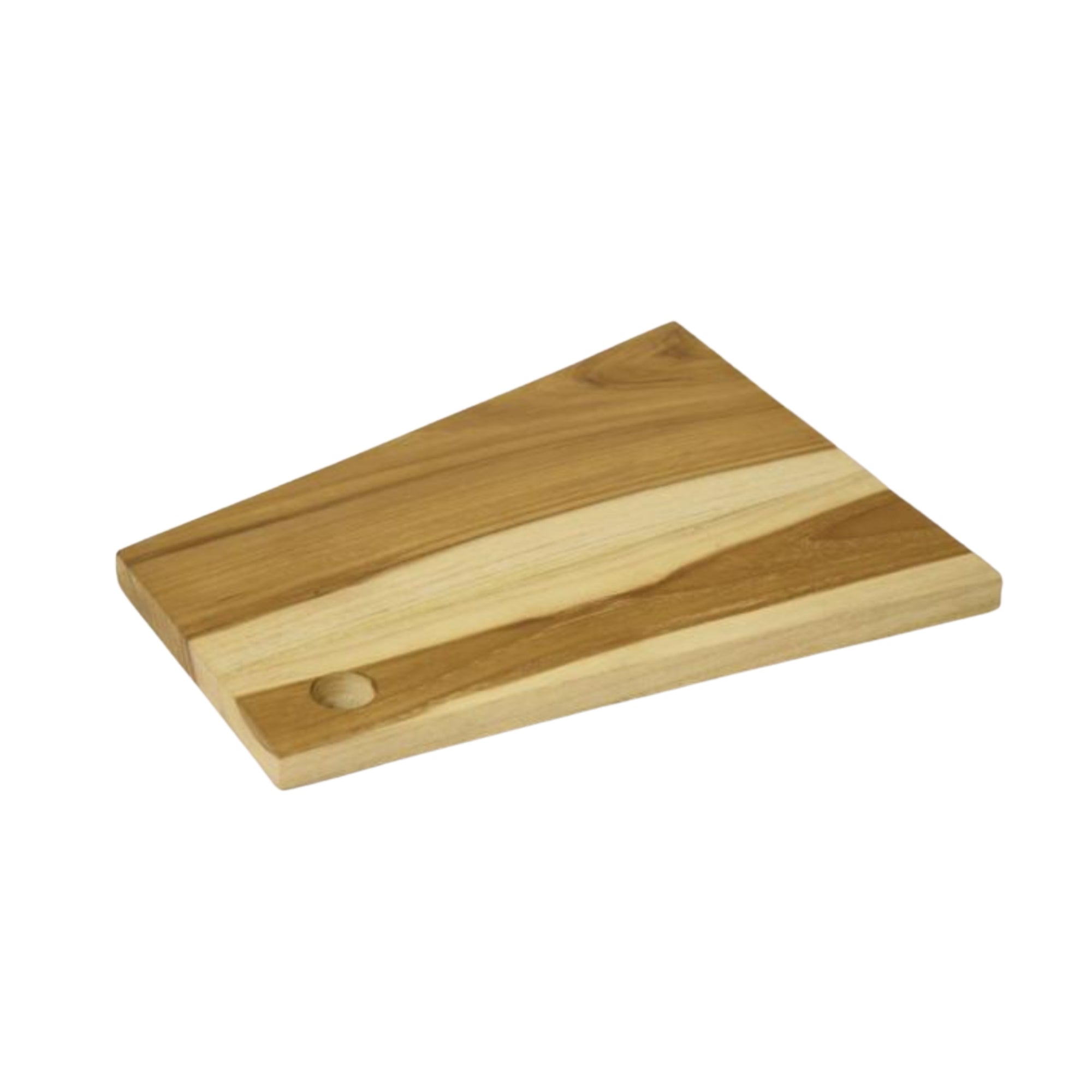 Teak cheese and bread board, asymmetric shape, handcrafted