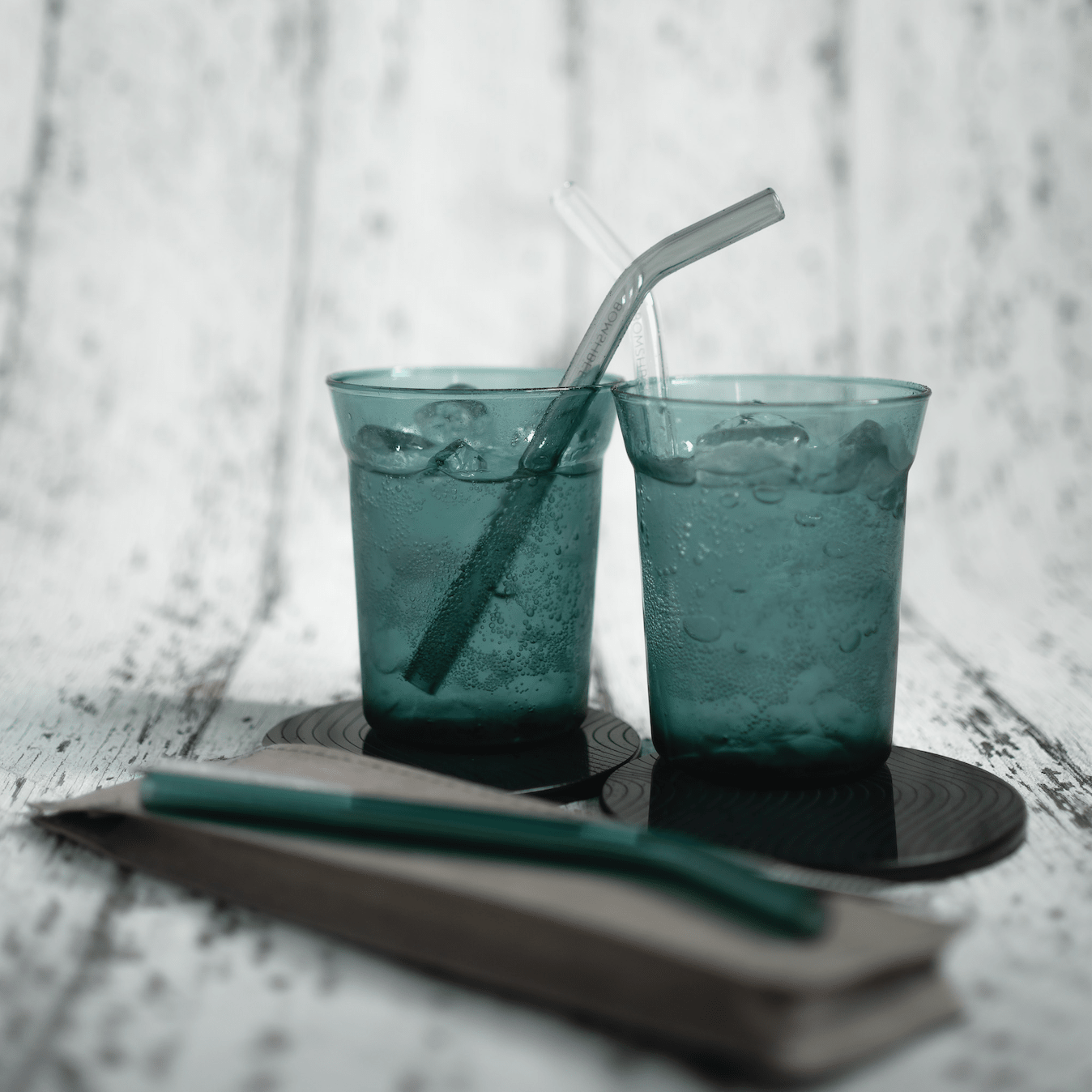 Teal Angle taper borosilicate glass with angled lip, Bomshbee