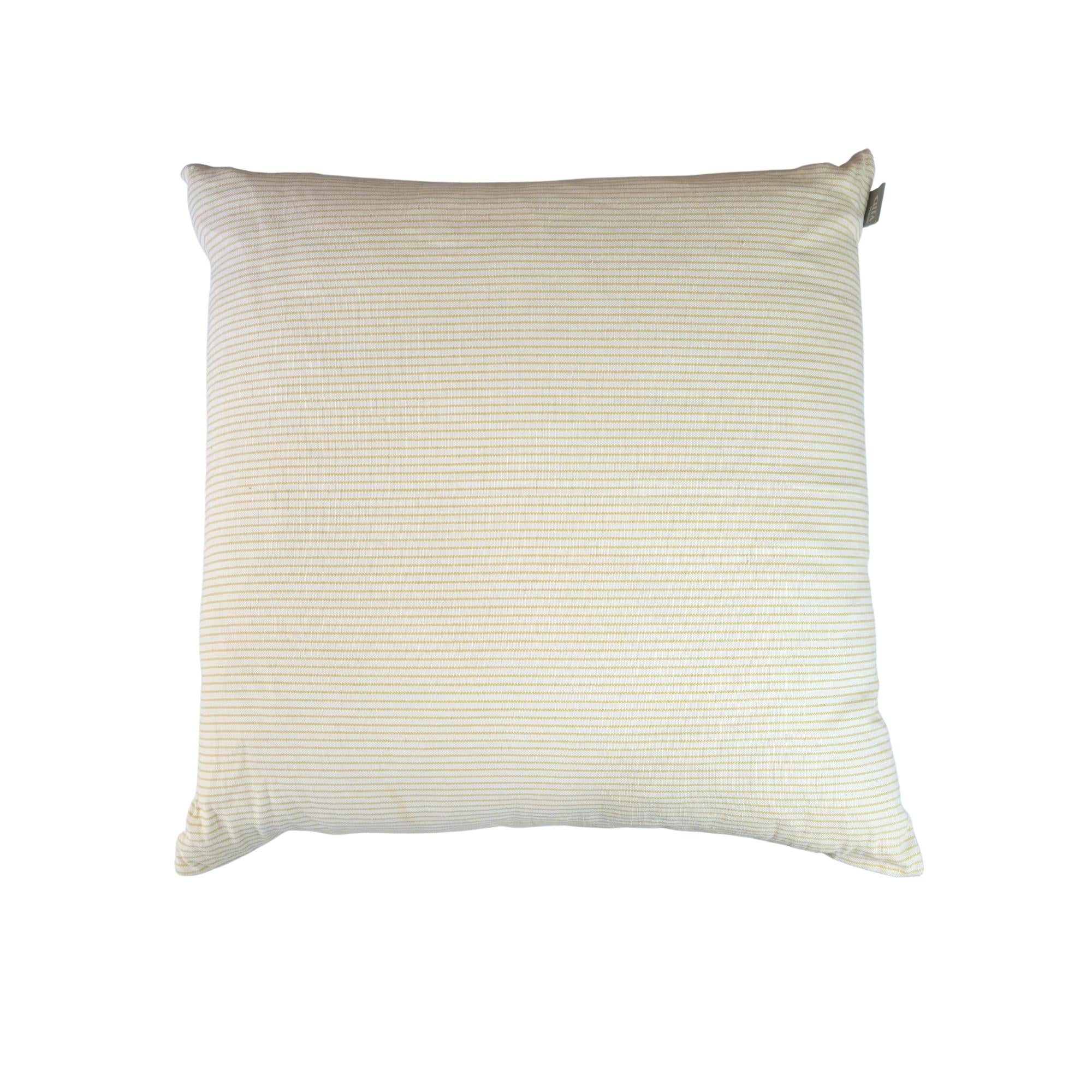 Teo striped linen cushion cover in citron and coconut, subtle stripe, 55 x 55cm