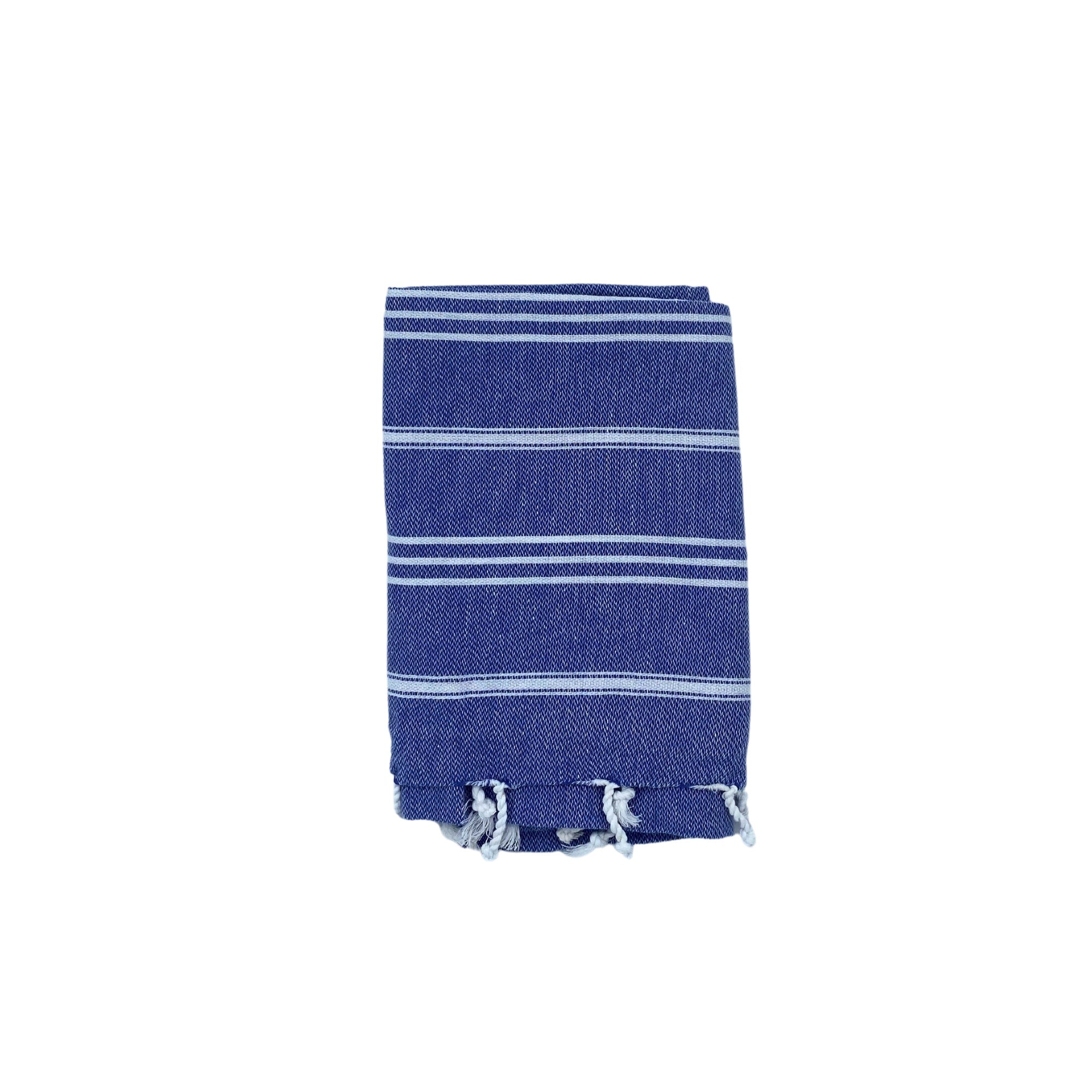 Blue Turkish hand and kids towel, soft flat weave cotton, machine washable