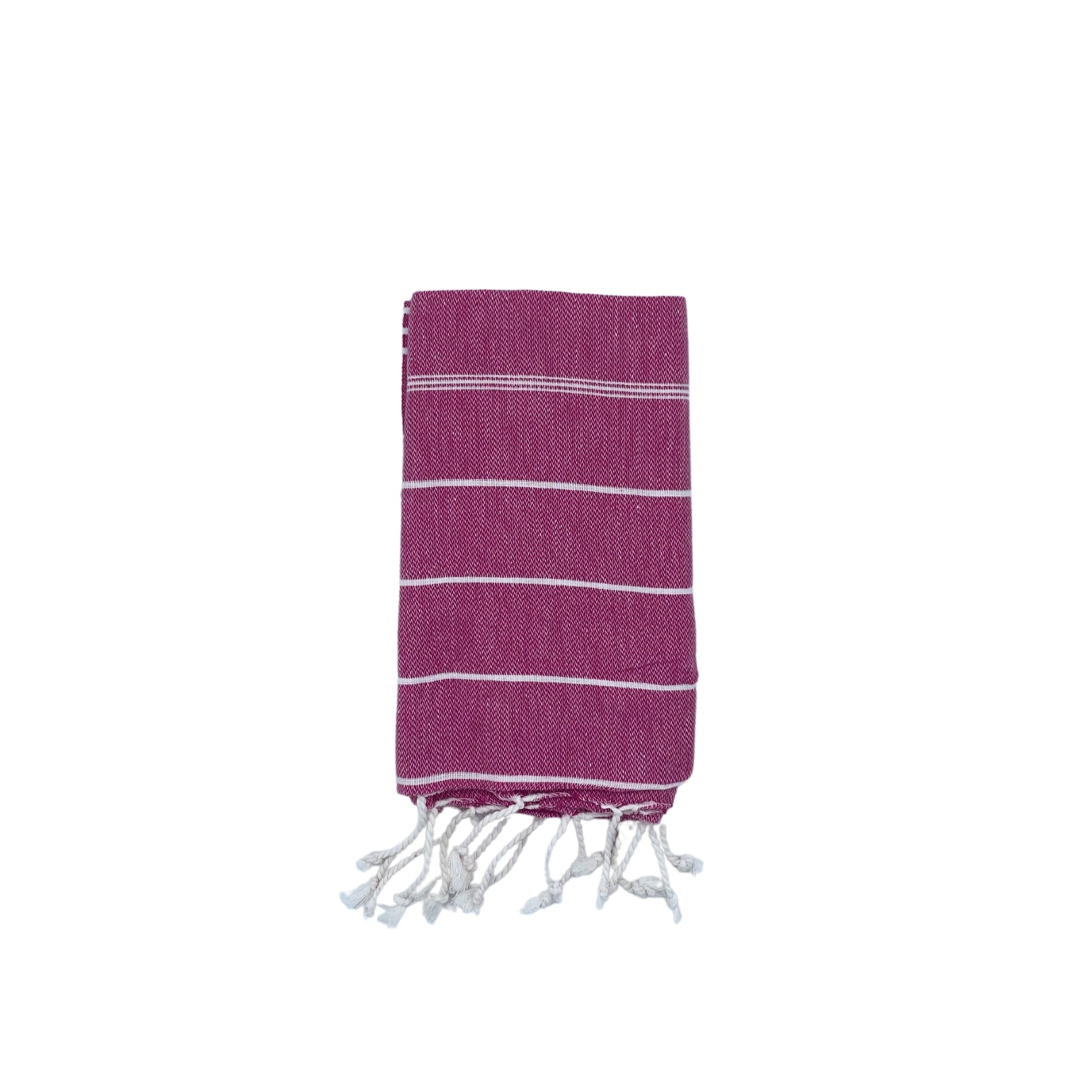 Raspberry Turkish hand and kids towel, soft flat weave cotton, machine washable