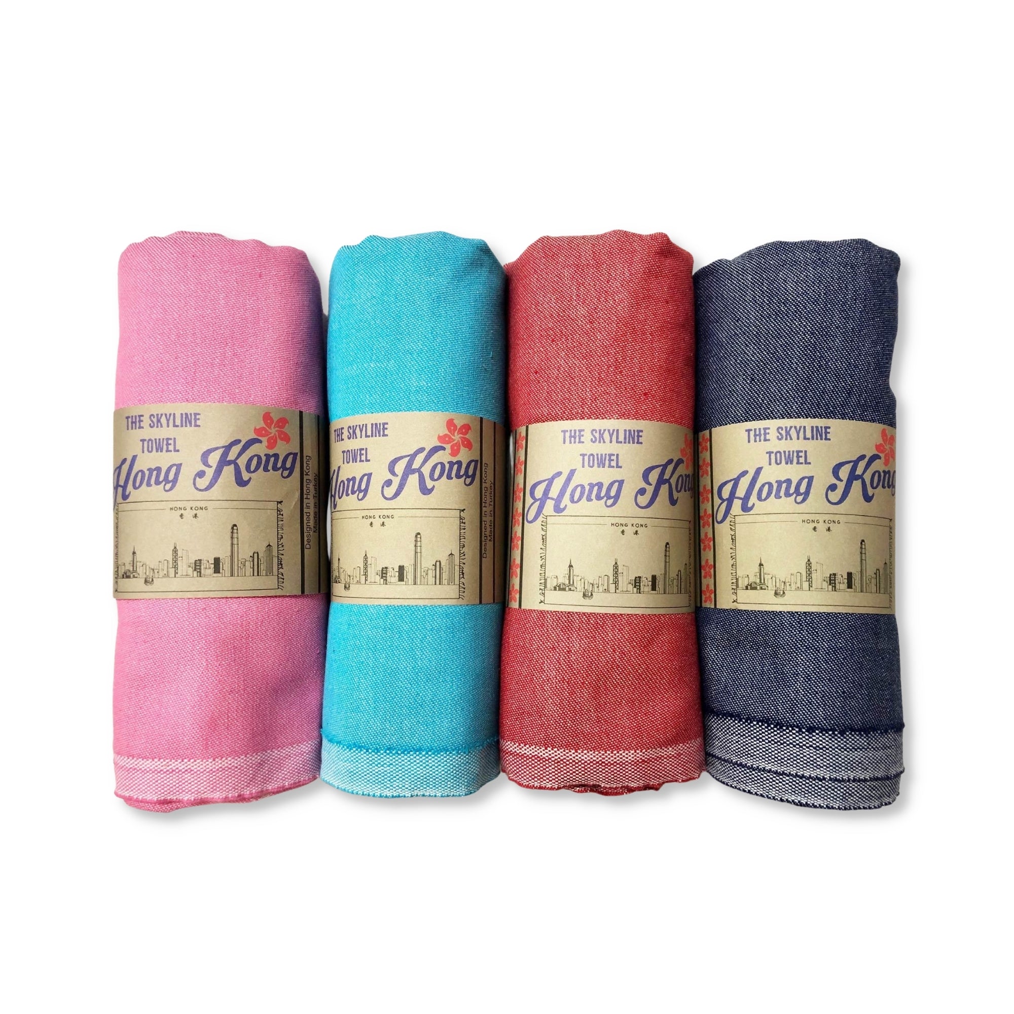 Hong Kong skyline Turkish towel, woven heavy duty cotton, 180 x 100cm