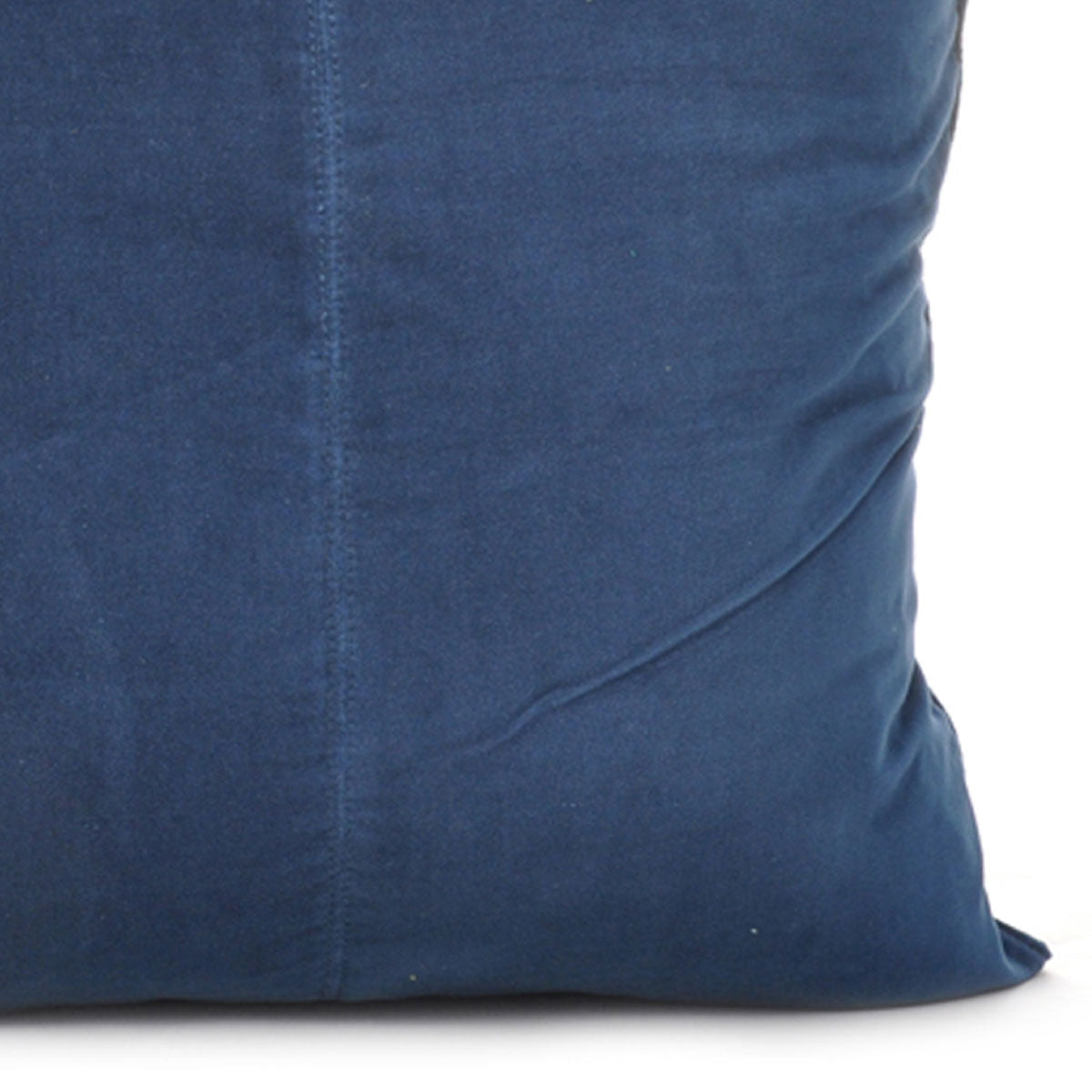 Navy blue velvet cushion cover, soft cotton, on sofa