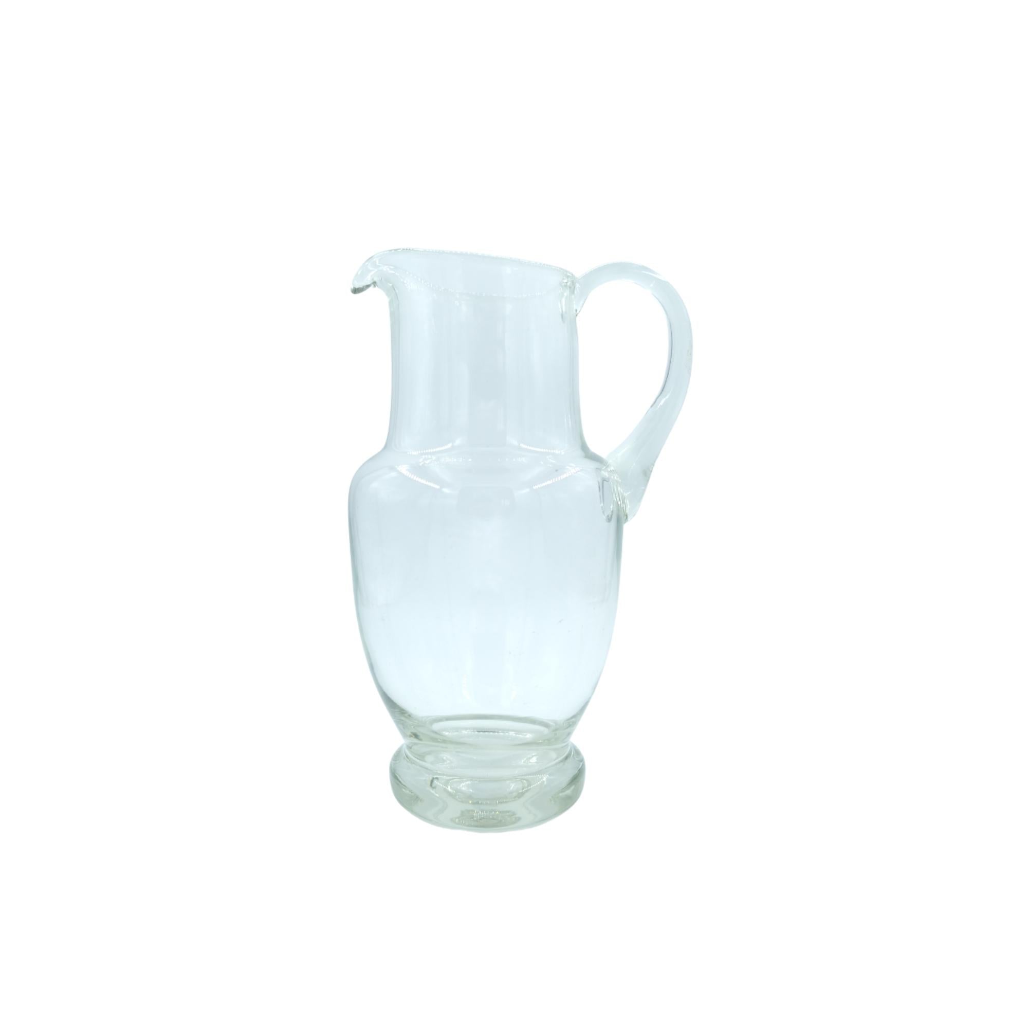 Vintage clear glass carafe, mouth-blown