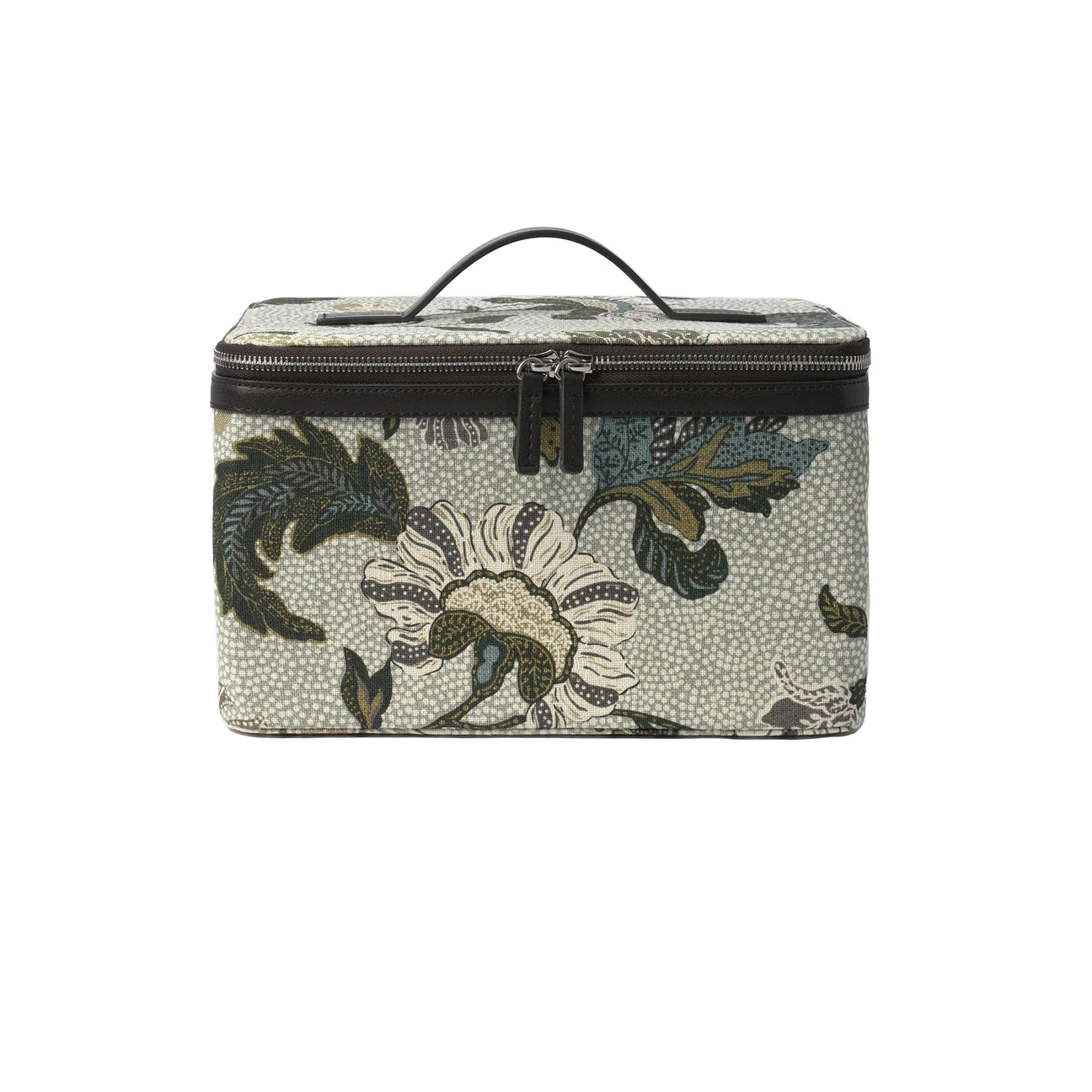 White flower-linen vanity box with hard sides, Ceannis