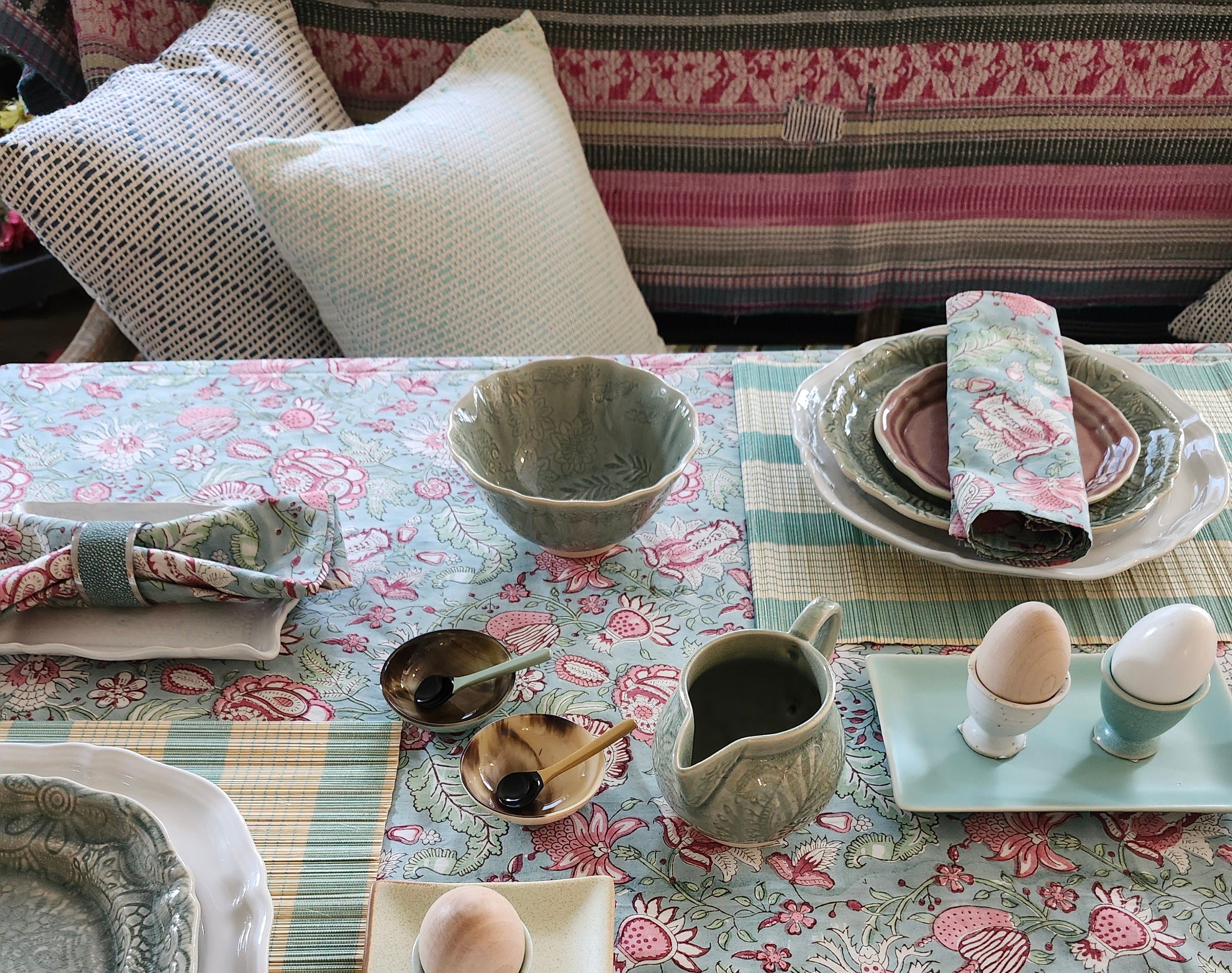 Table linen collection at Inside Living Hong Kong: tablecloths, runners and napkins