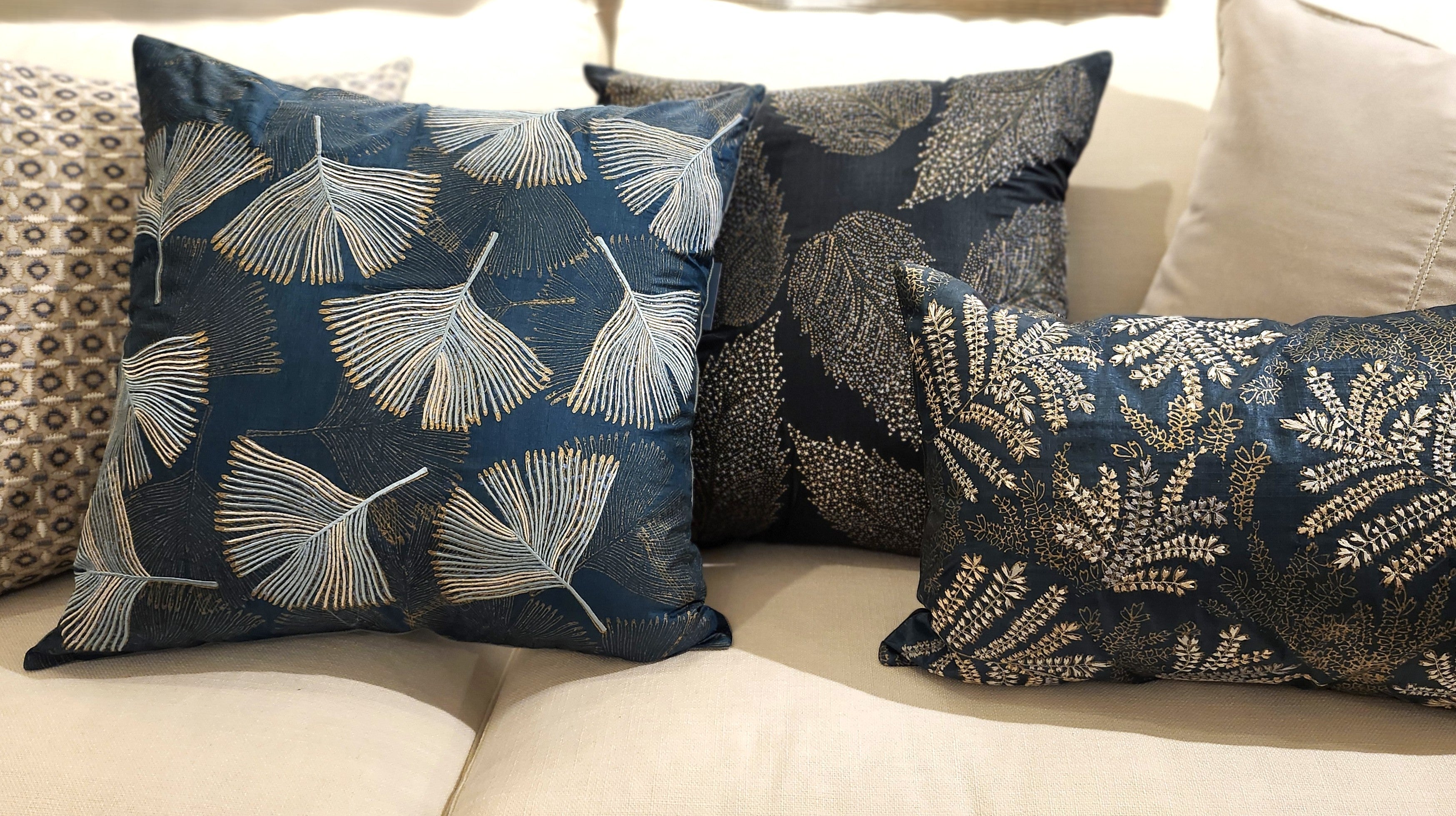 Rasa Jaipur collection at Inside Living Hong Kong: hand-embroidered and block-print cushions