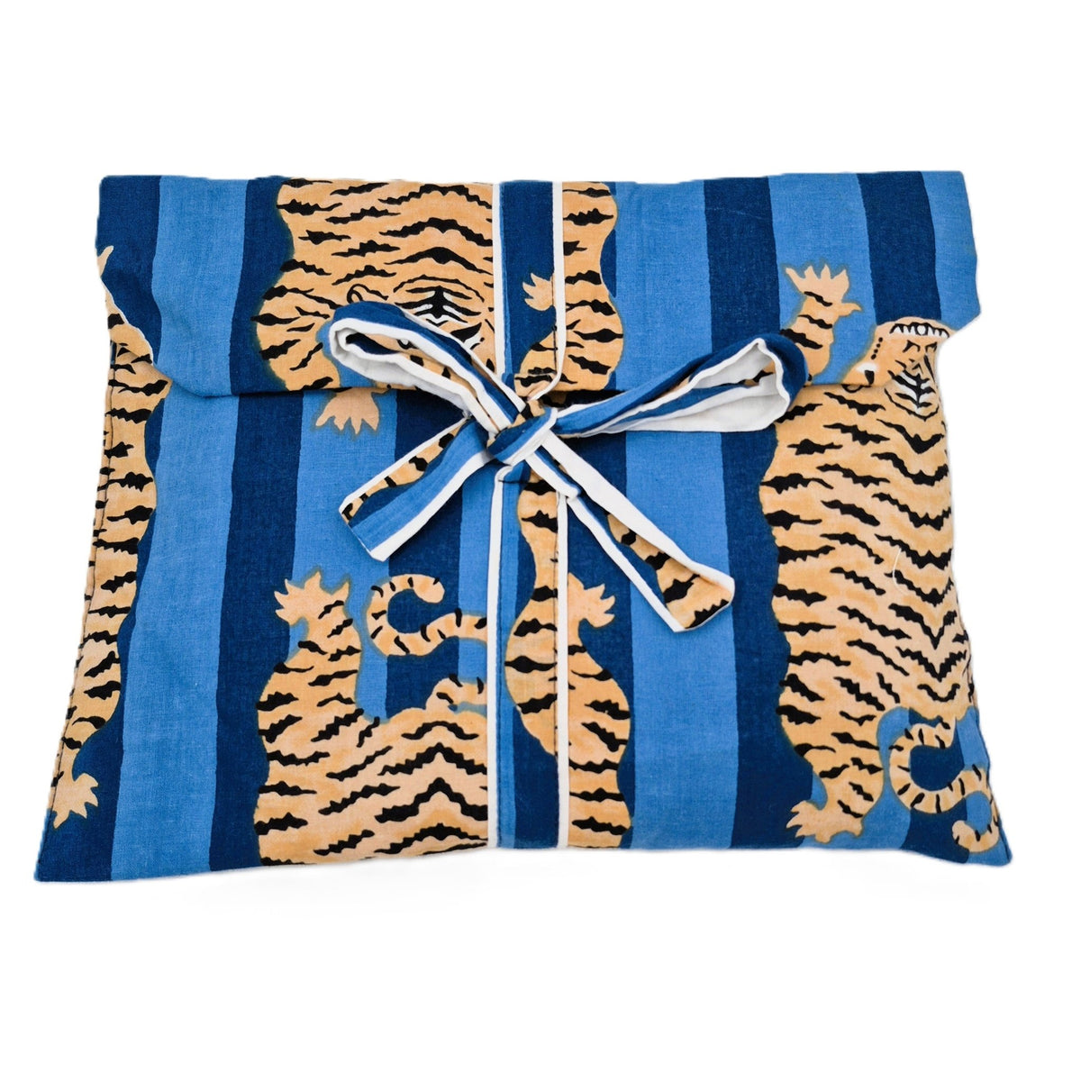 Alternative colourway of the tiger print pyjamas, with a pocket on the shirt and a drawstring waist.