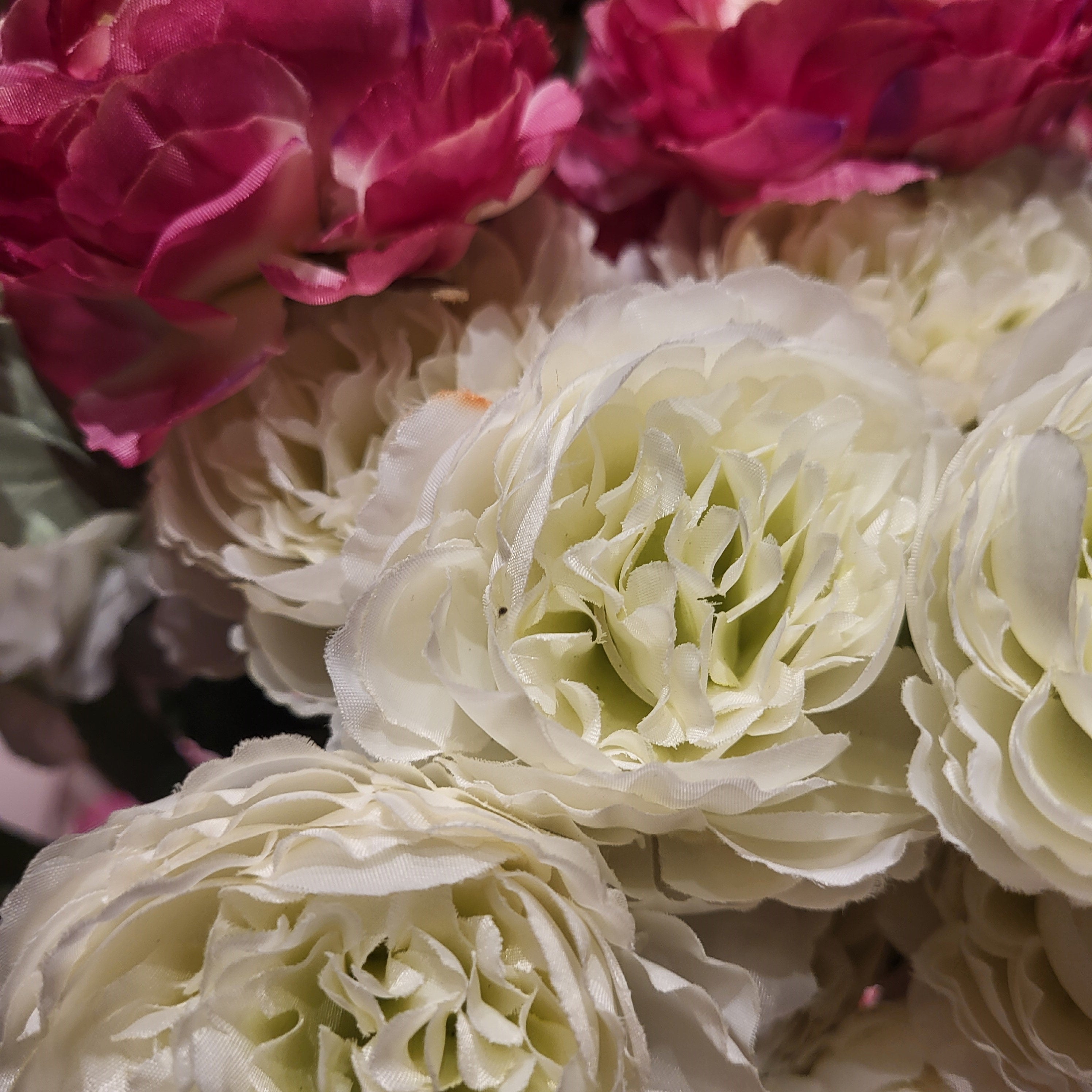 Artificial ranunculus flowers in cream