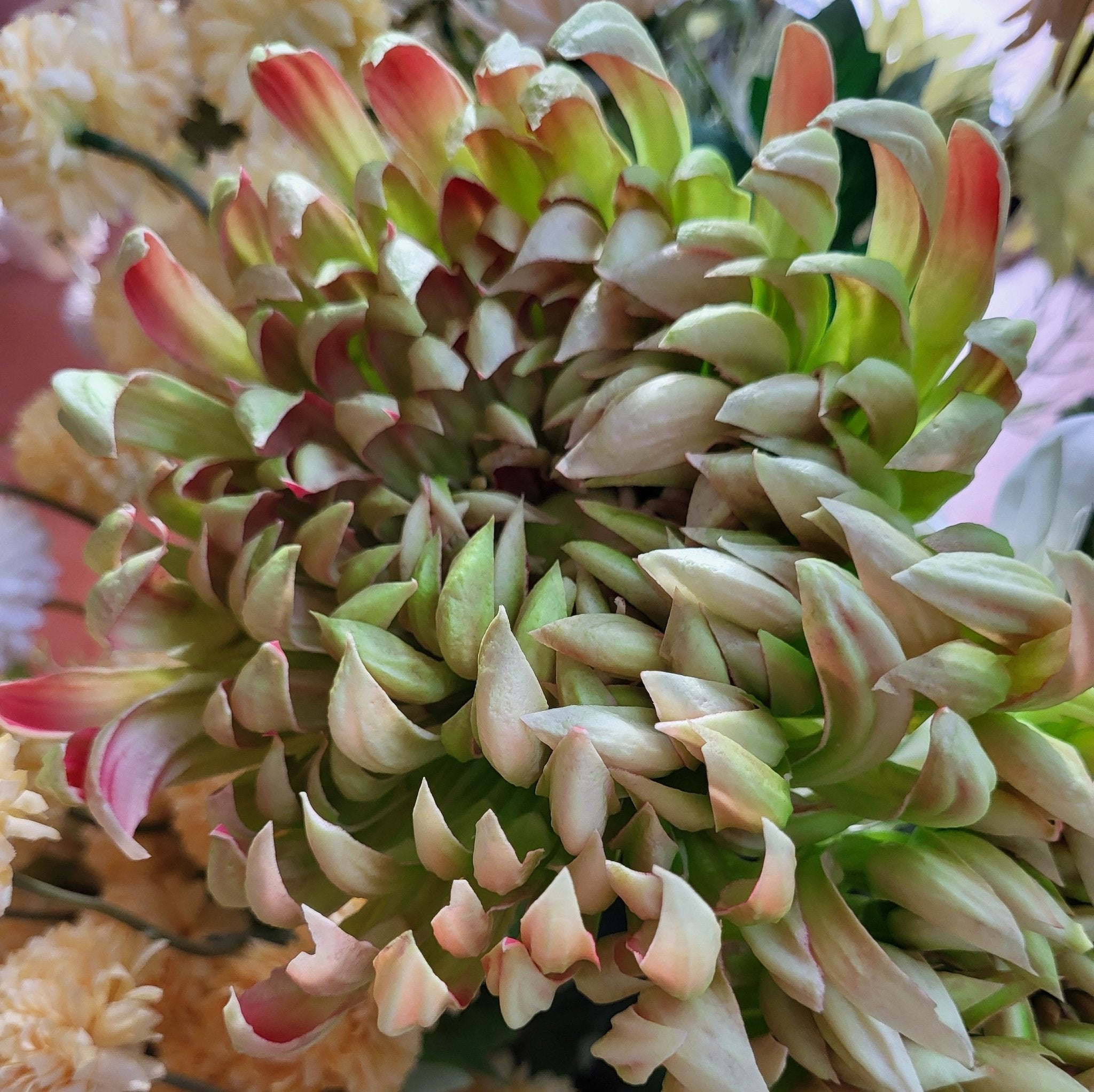 Lifelike large artificial chrysanthemum bloom