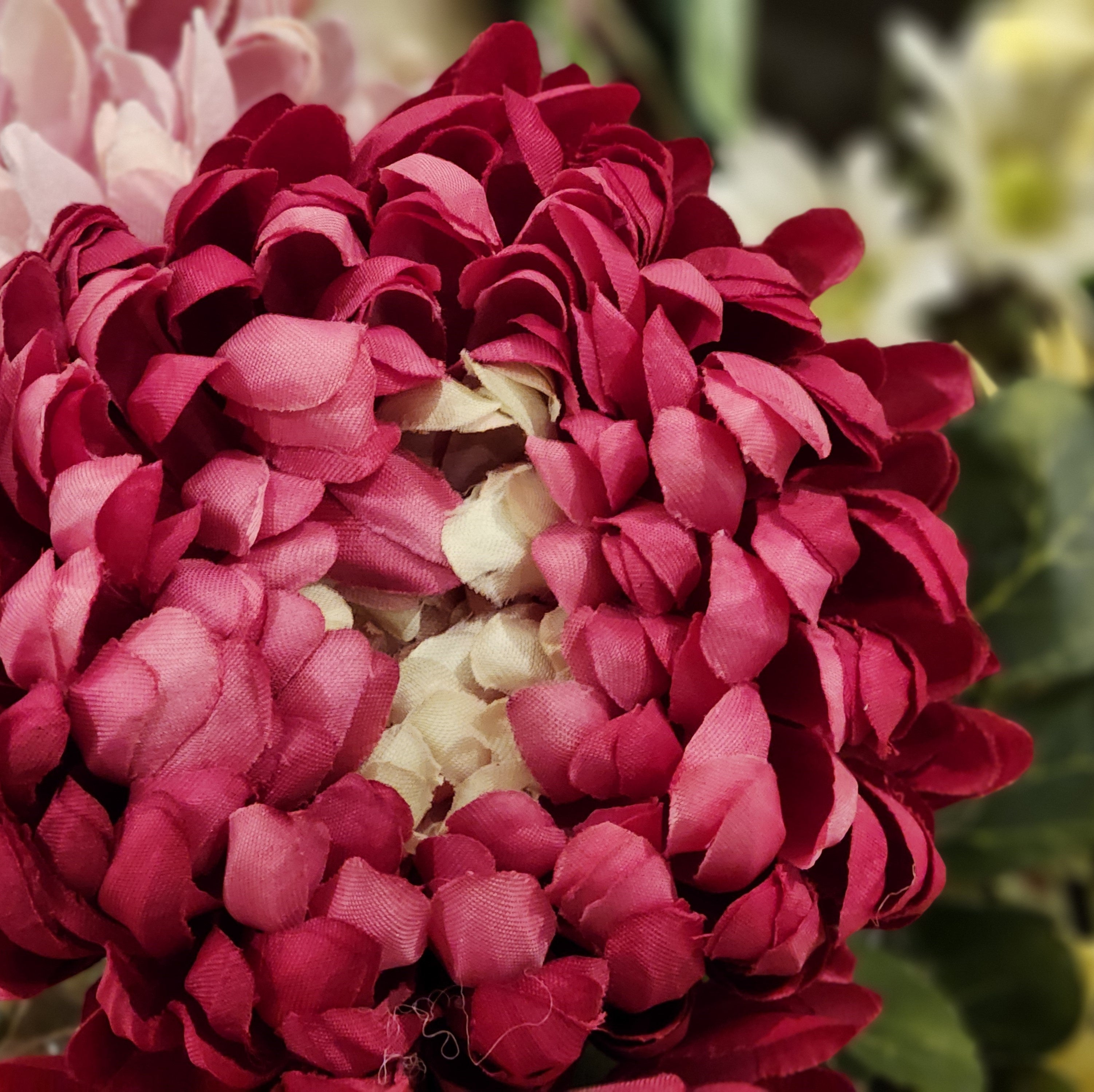 Lifelike large artificial peony in crimson