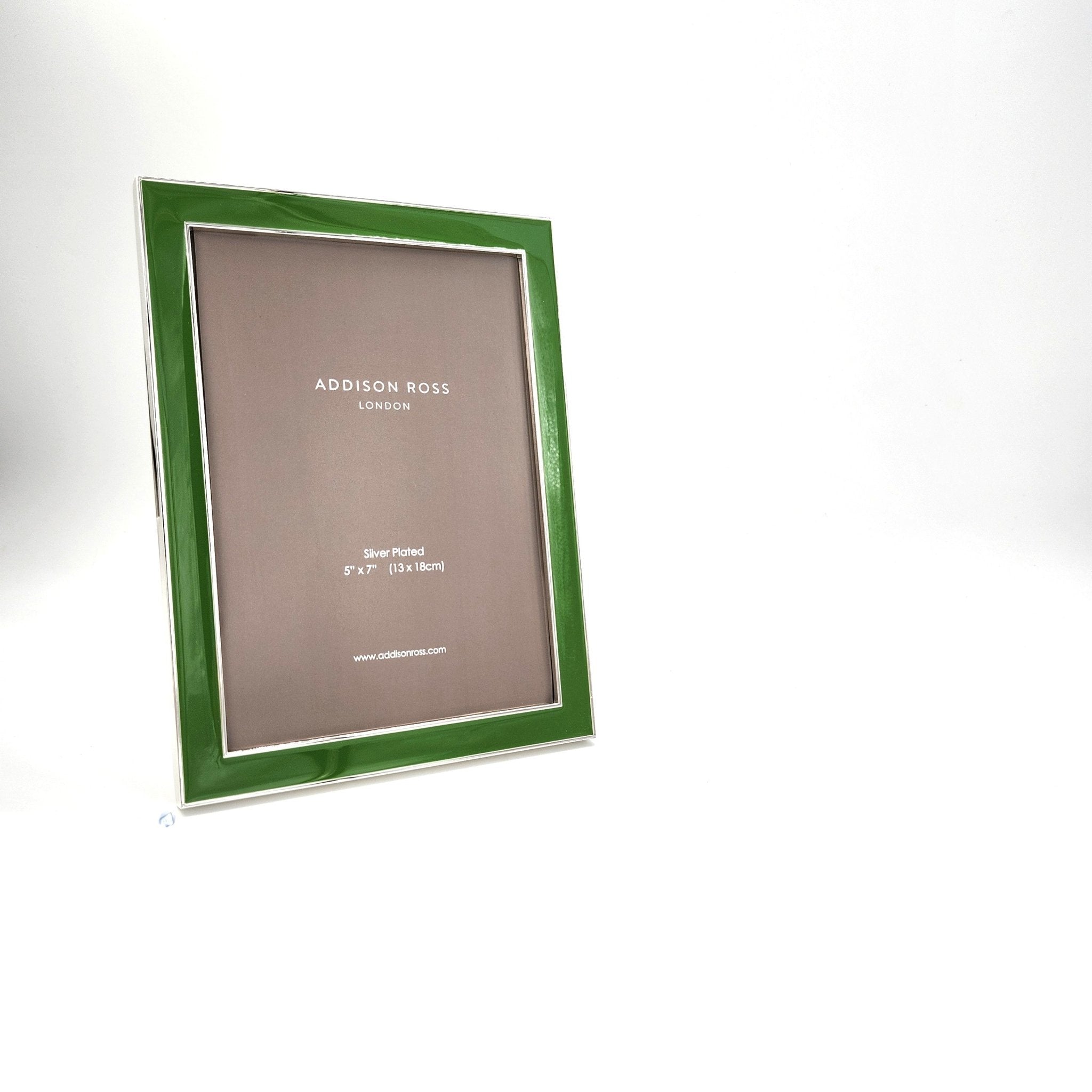 Leaf green enamel frame by Addison Ross, 5 x 7 inch format in portrait orientation