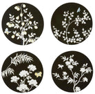 Addison Ross black lacquer Chinoiserie coasters, set of 4, 12 cm