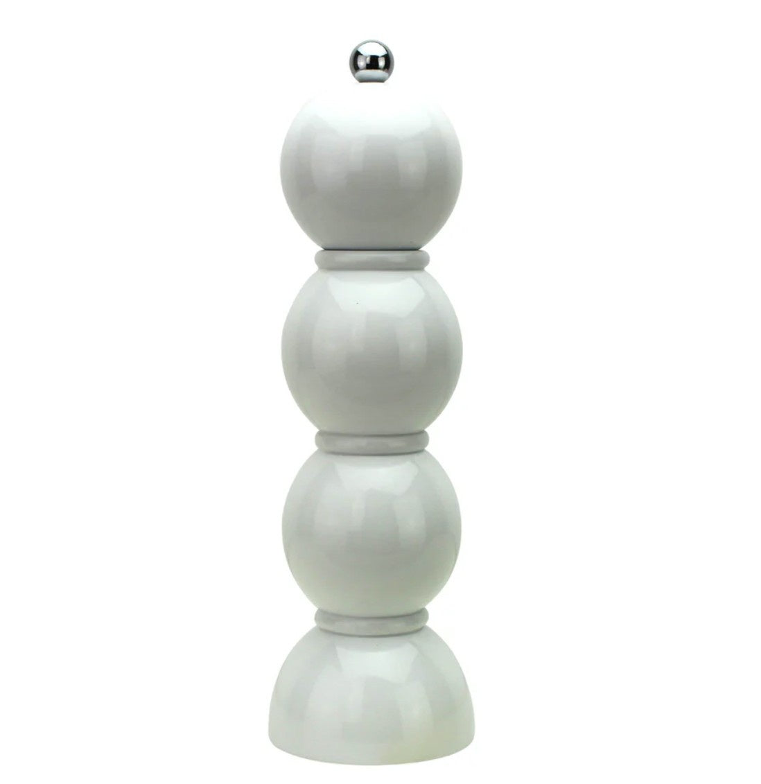 Bobbin salt or pepper mill in white lacquer