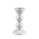 Bobbin candlestick in white high-gloss lacquer, 14 cm