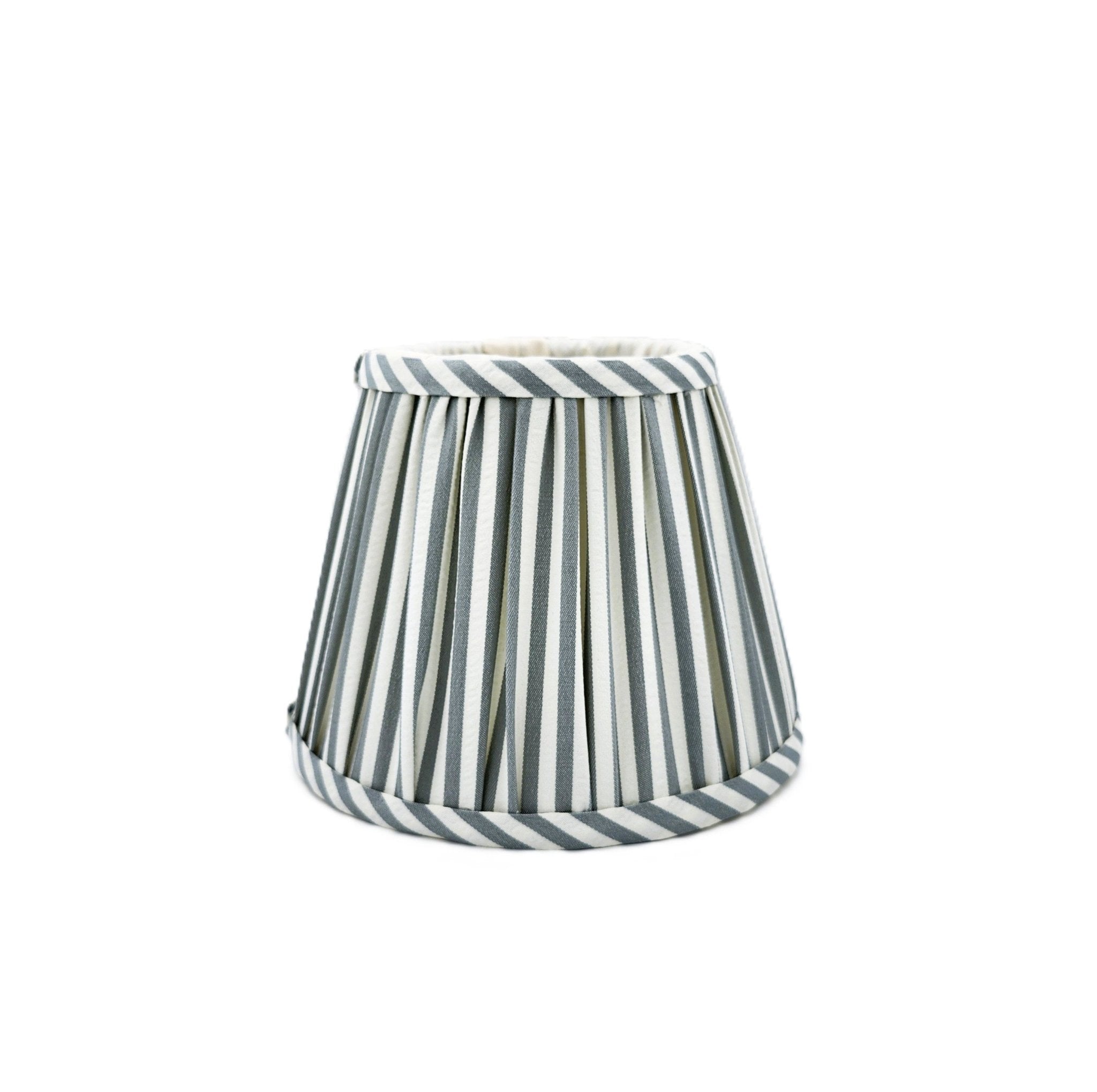 Addison Ross pleated chambray blue and cream striped empire lampshade, 16 cm