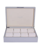 Chiffon lacquer watch box with eight compartments and a silver clasp