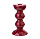 Bobbin candlestick in cherry high-gloss lacquer, small
