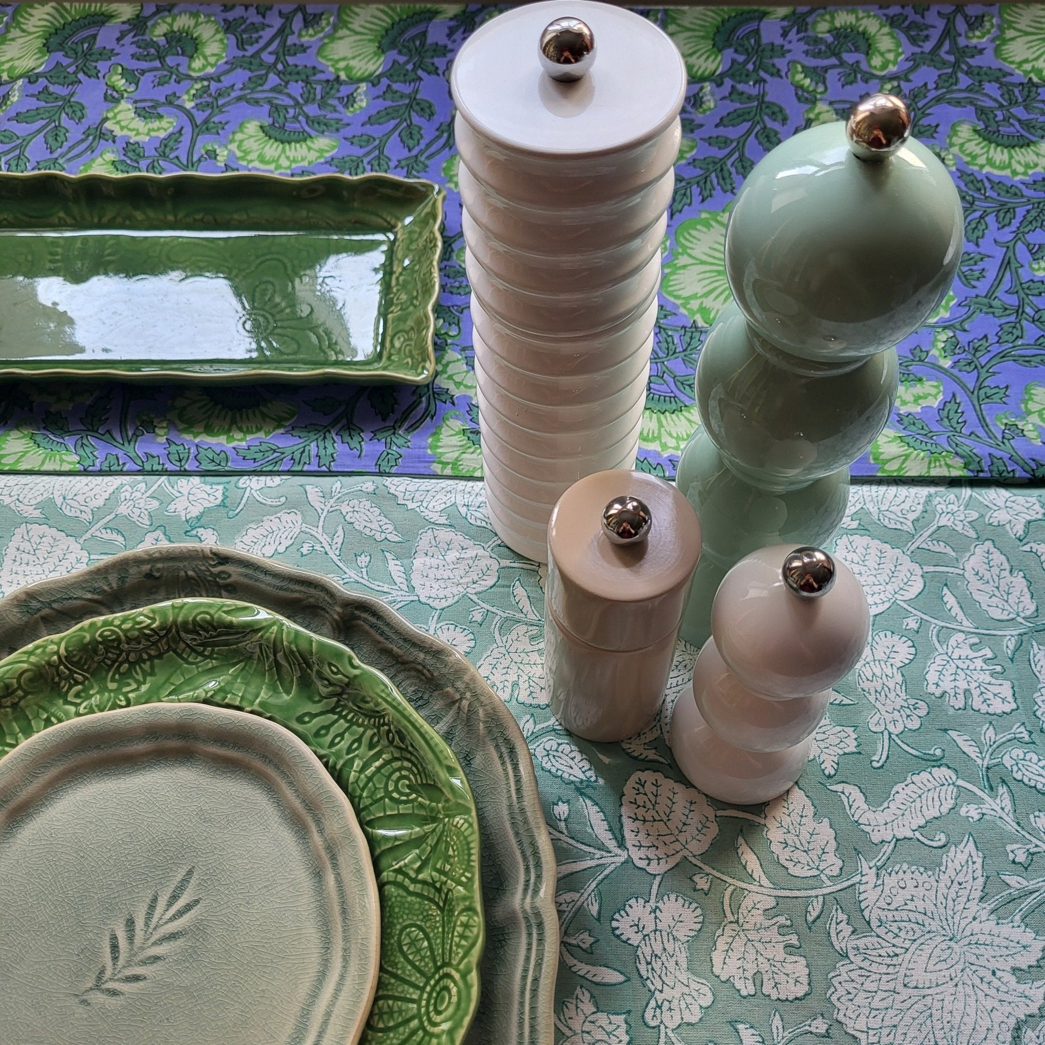 Group of Twister salt and pepper mills in assorted lacquer colours