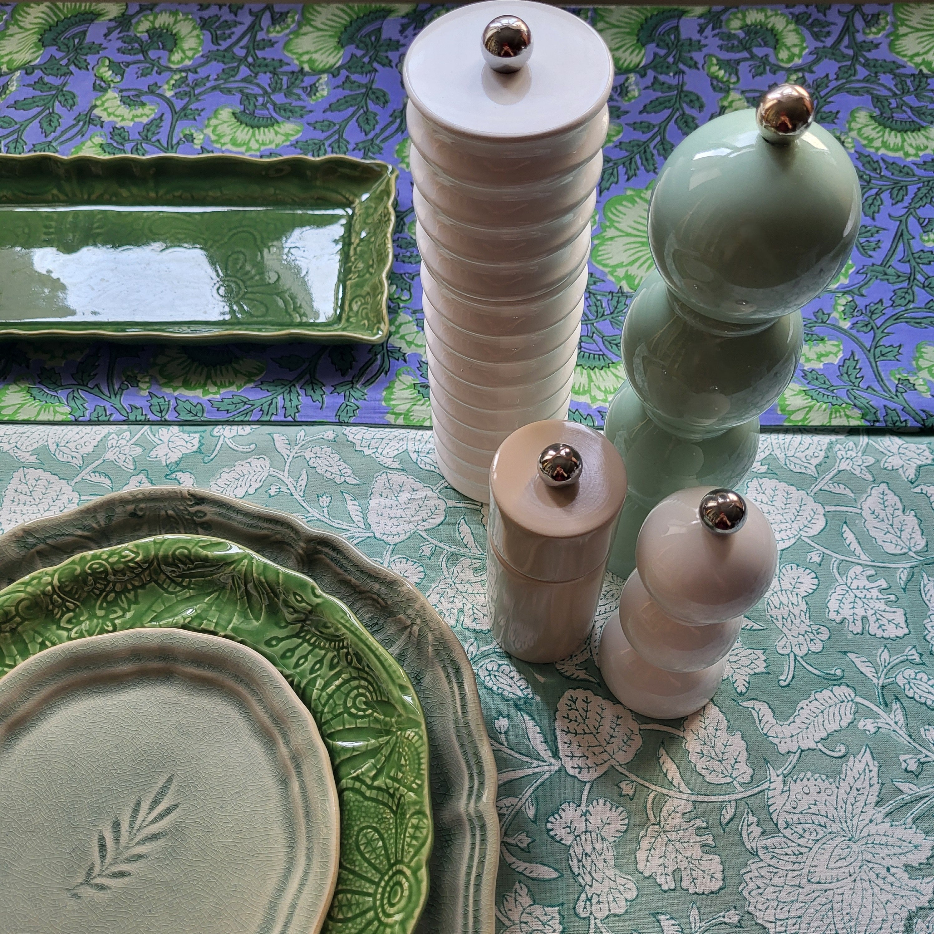 Group of Twister salt and pepper mills in assorted lacquer colours