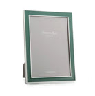 Enamel frame in fern green by Addison Ross, 4 x 6 or 5 x 7 inch, silver plate with grey velvet back