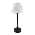 Bronze rechargeable bamboo lamp base with a white shade