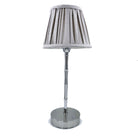 Silver bamboo lamp with a chiffon shade, cordless rechargeable
