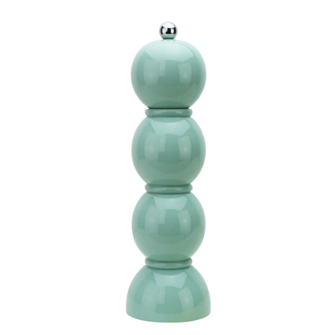 Bobbin salt or pepper mill in eau de nil lacquer