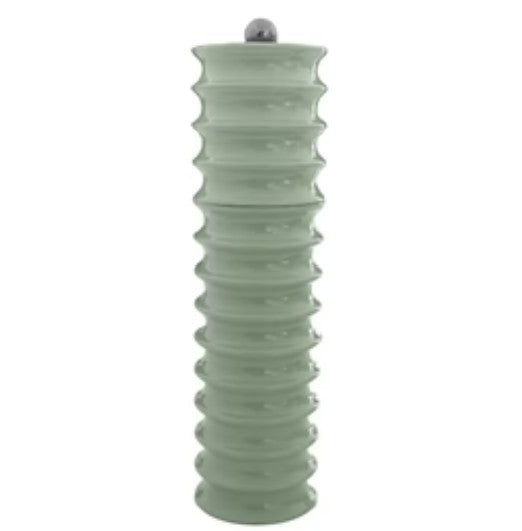 Twister salt and pepper mill in sage green gloss lacquer with a ceramic grinder