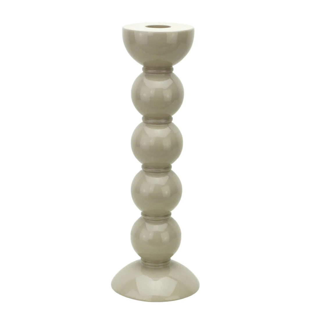 Bobbin candlestick in cappuccino lacquer, 24 cm