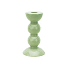 Bobbin candlestick in sage high-gloss lacquer, 14 cm