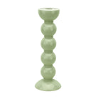Bobbin candlestick in sage lacquer, 24 cm