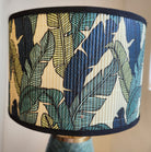 Banana leaf print lampshade, screen printed on bamboo, 30 cm diameter, 20 cm high
