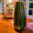 Annam ceramic lamp with a leaf design glazed in green, handmade in Vietnam