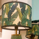 Banana leaf print bamboo lampshade, detail view