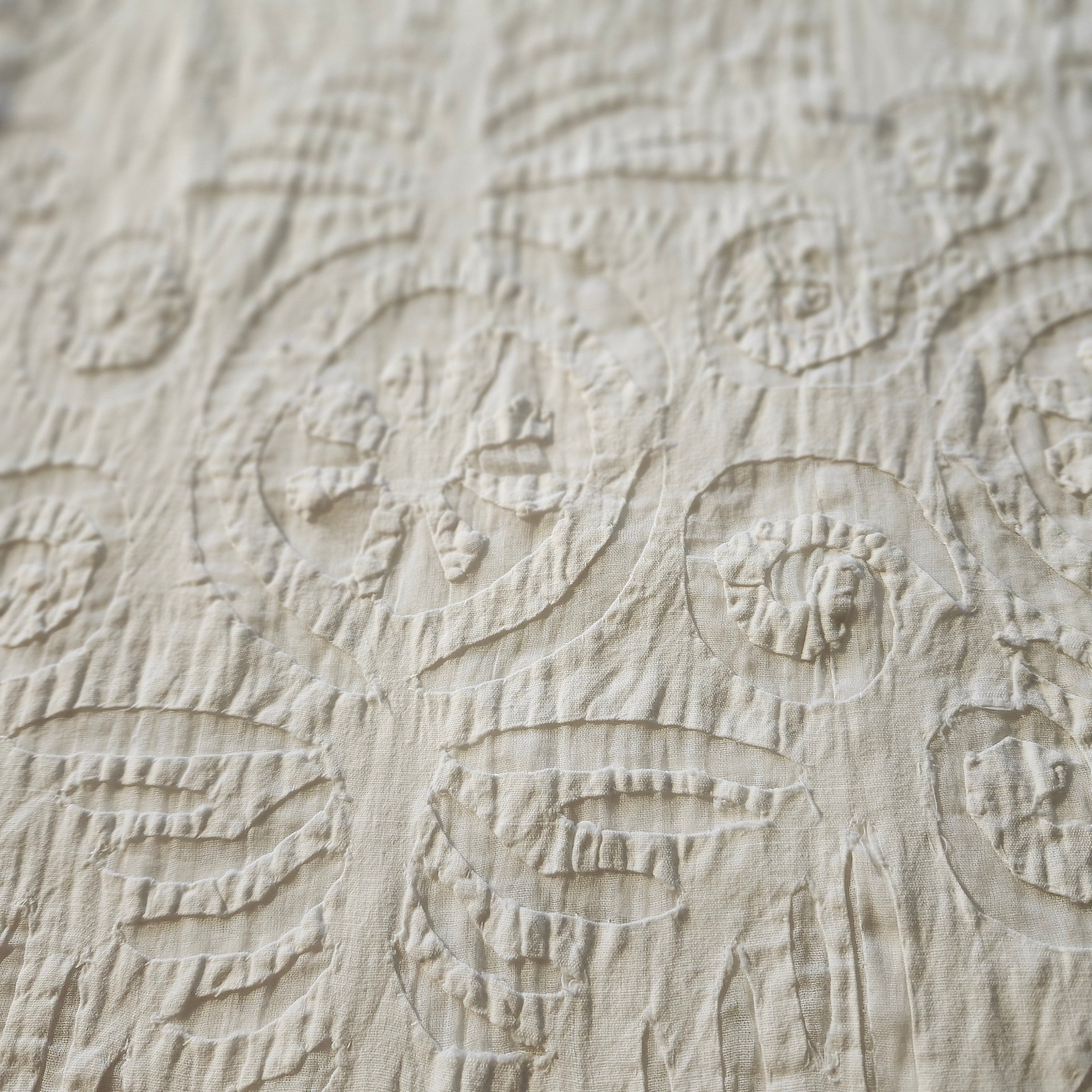 White organza applique bedspread, 180 x 300cm, handmade