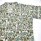 Eloise floral block-print cotton pyjamas in teal and sage on white
