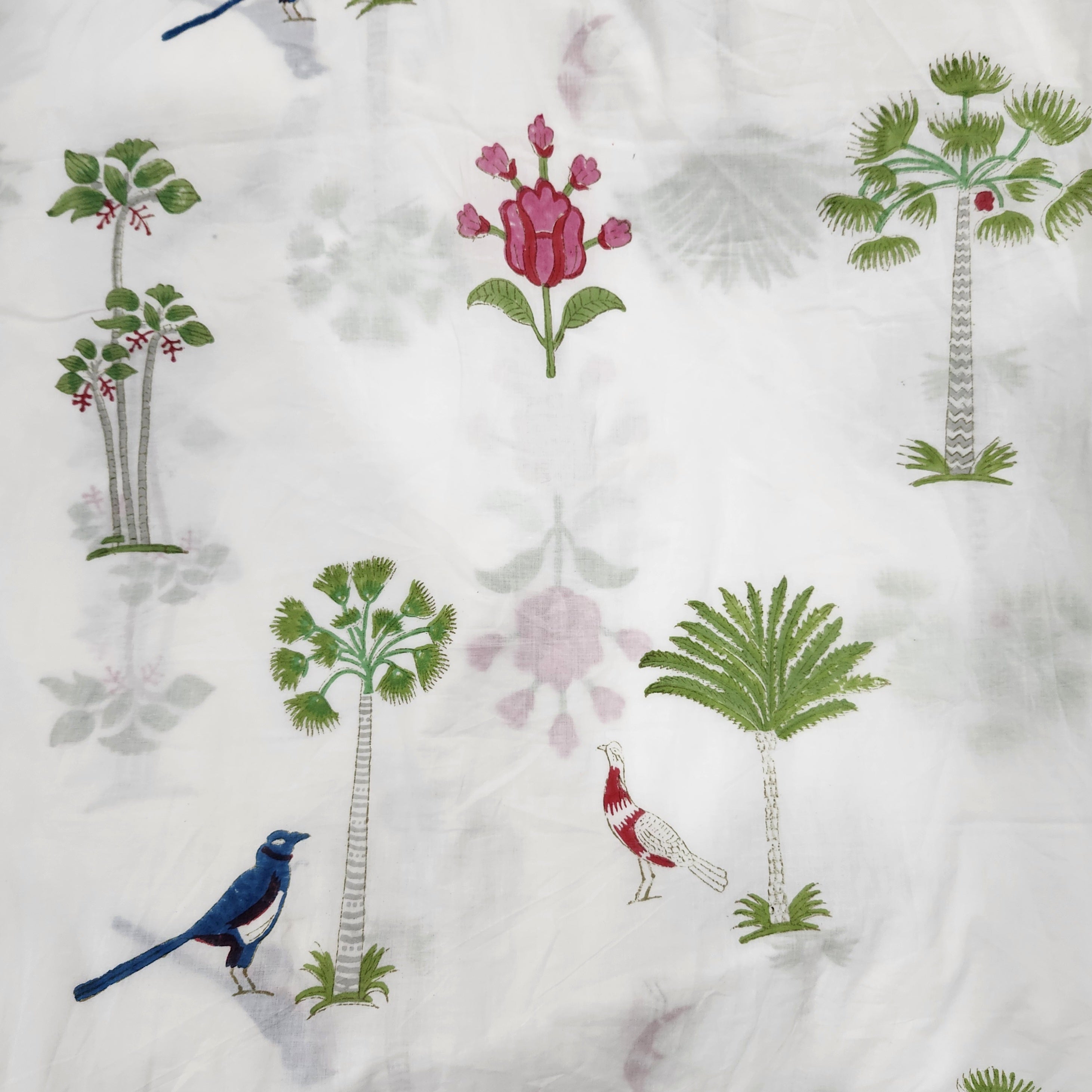Sophie palms and birds block-print short pyjamas