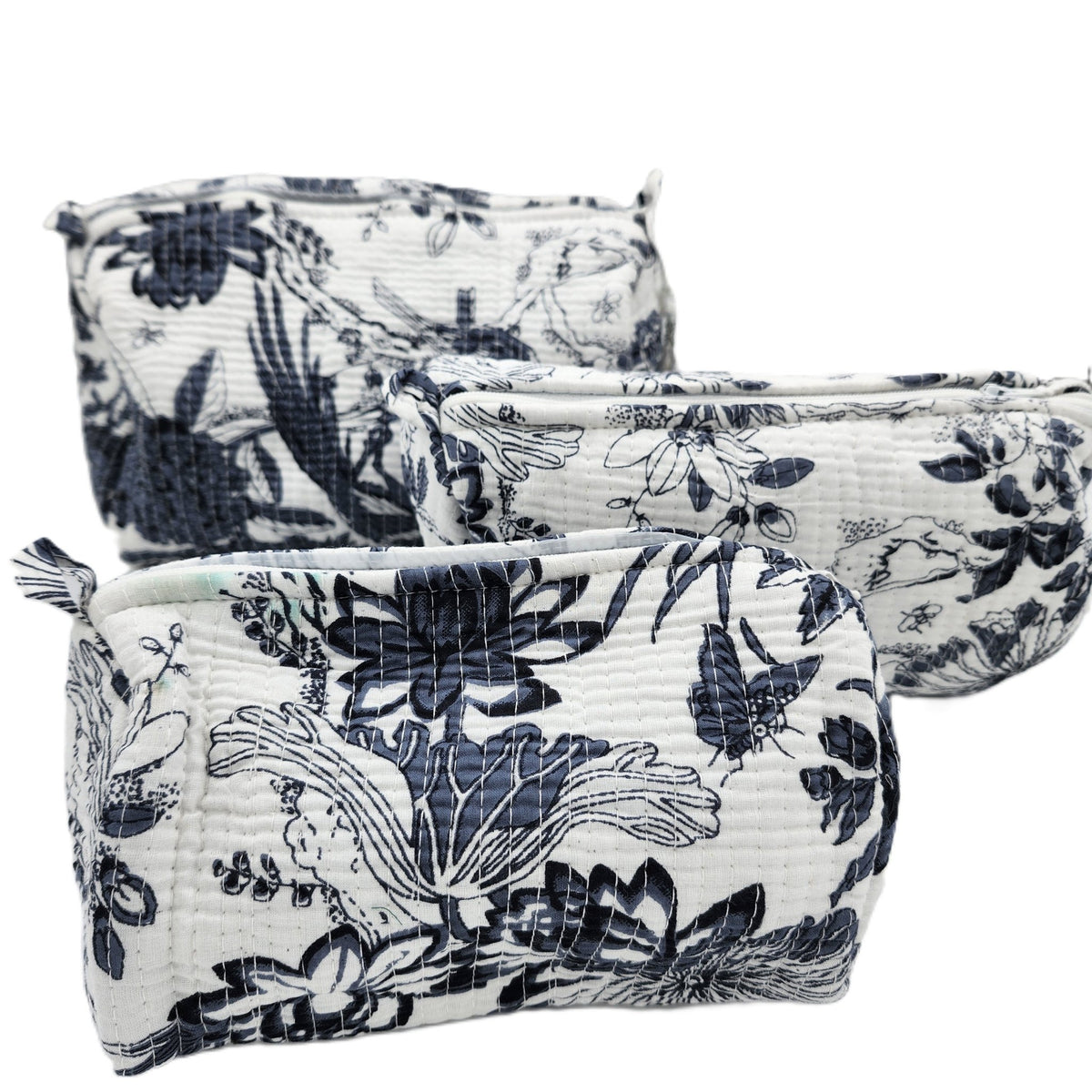 Handmade block print wash bag in the Pheasant design, with a lined interior, four pockets and a zip.